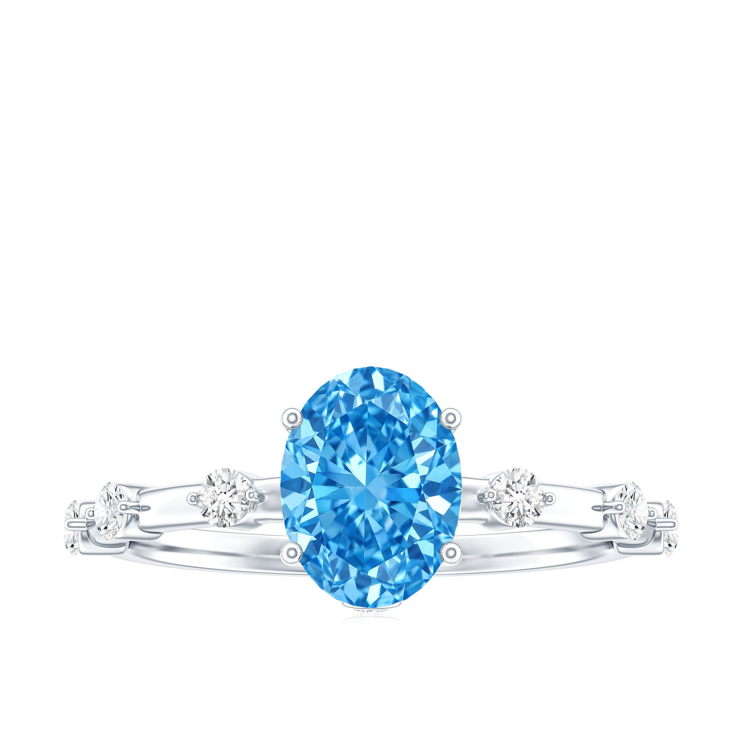Oval Shaped 1 Carat Lab Grown Blue Diamond Solitaire Ring with IGI Certificate Vivid Blue - VS1 - Rosec Jewels