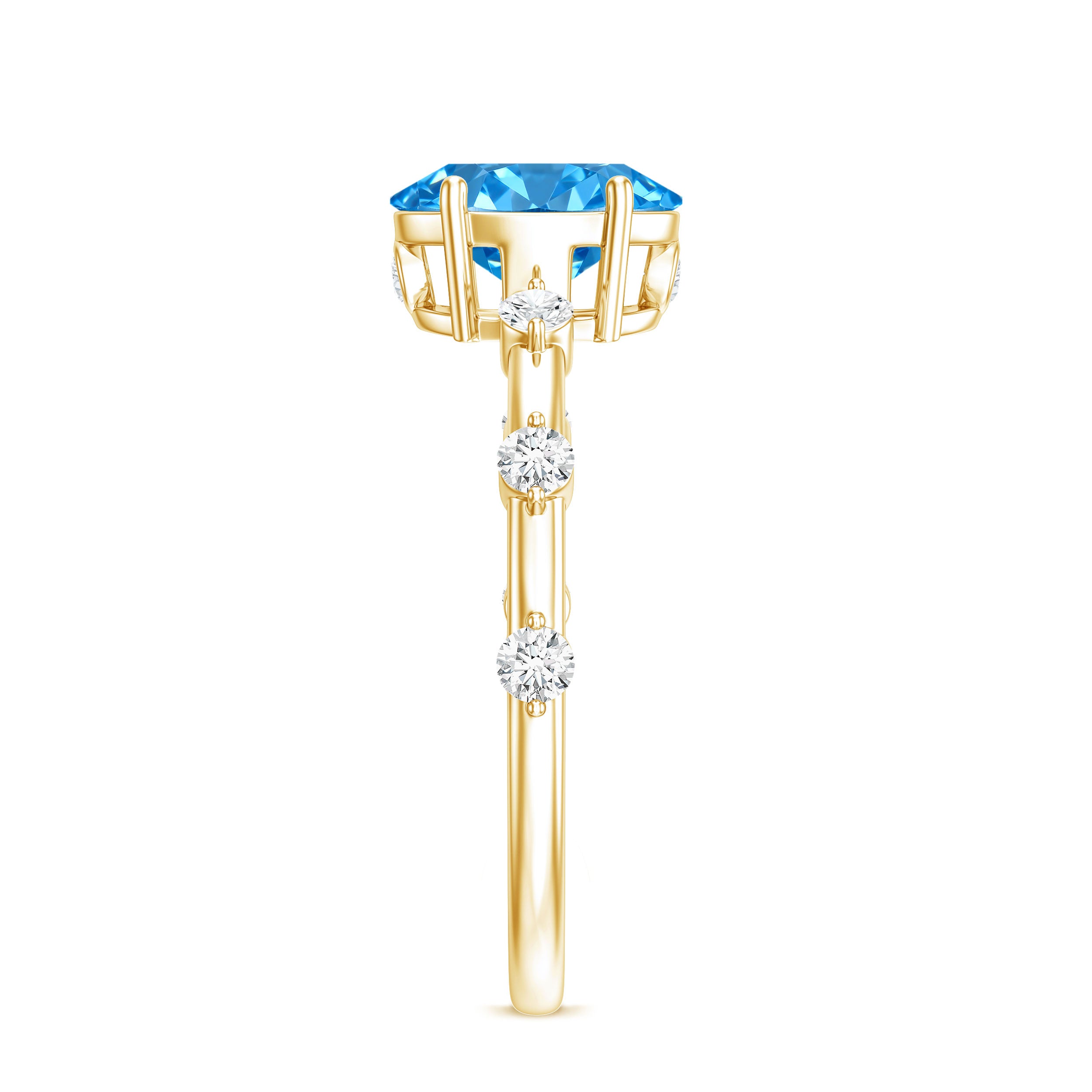 Oval Shaped 1 Carat Lab Grown Blue Diamond Solitaire Ring with IGI Certificate Vivid Blue - VS1 - Rosec Jewels