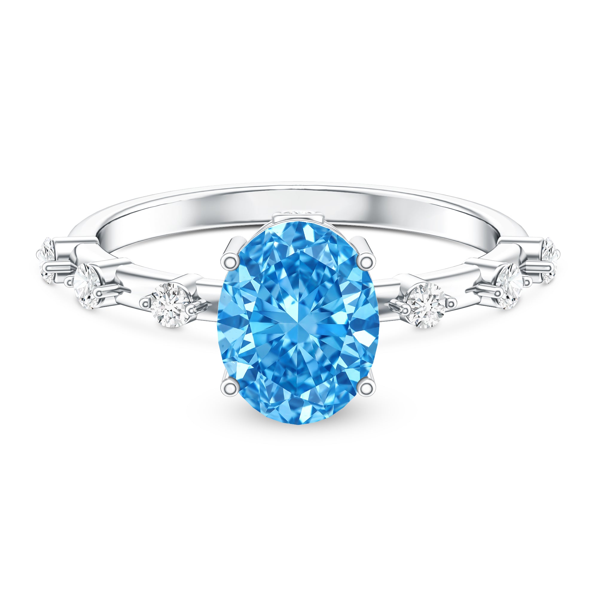 IGI Certified Lab Grown Blue Diamond Oval Engagement Ring 2 Carat Vivid Blue - VS1 - Rosec Jewels
