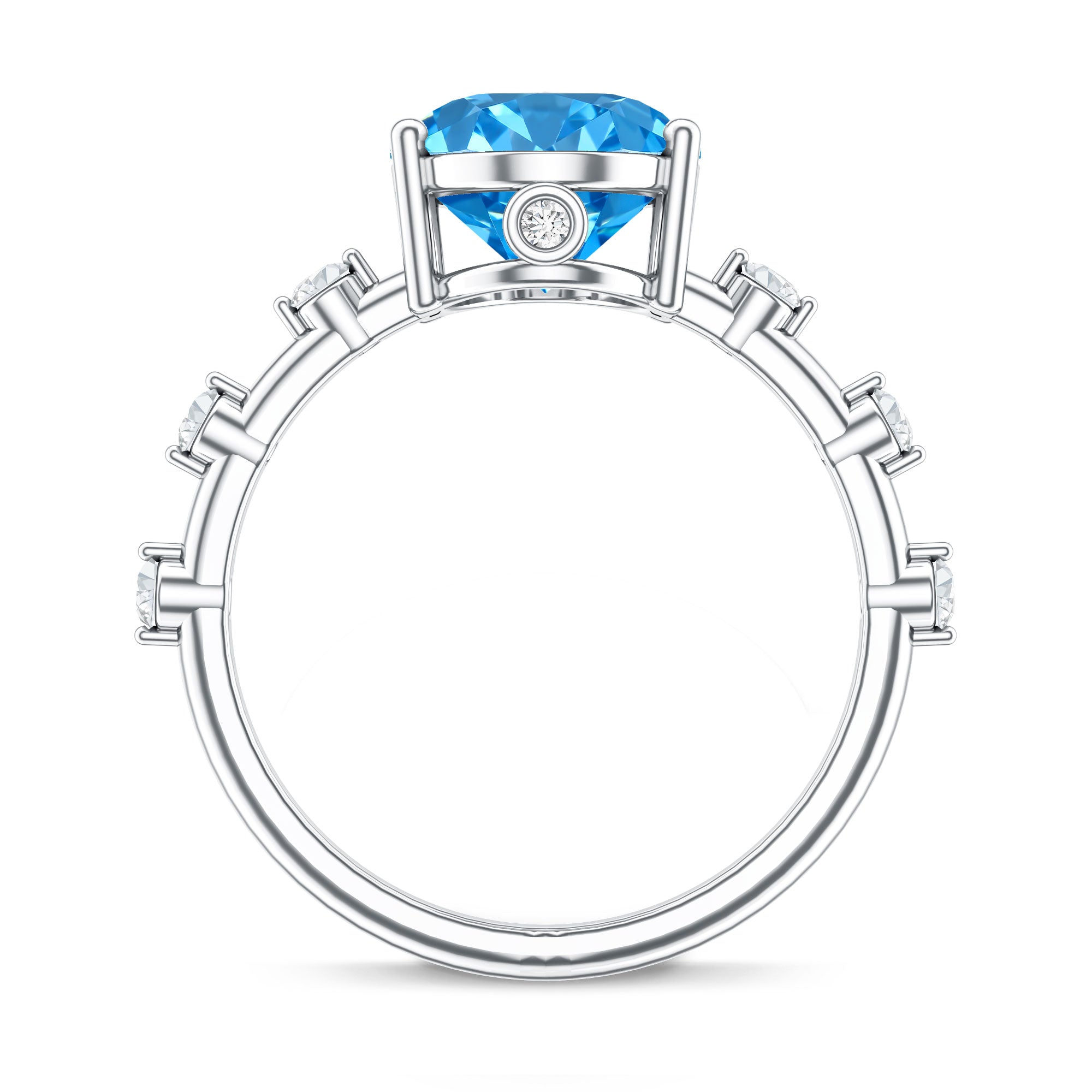 IGI Certified 3 Carat Lab Created Oval Blue Diamond Engagement Ring Vivid Blue - VS1 - Rosec Jewels