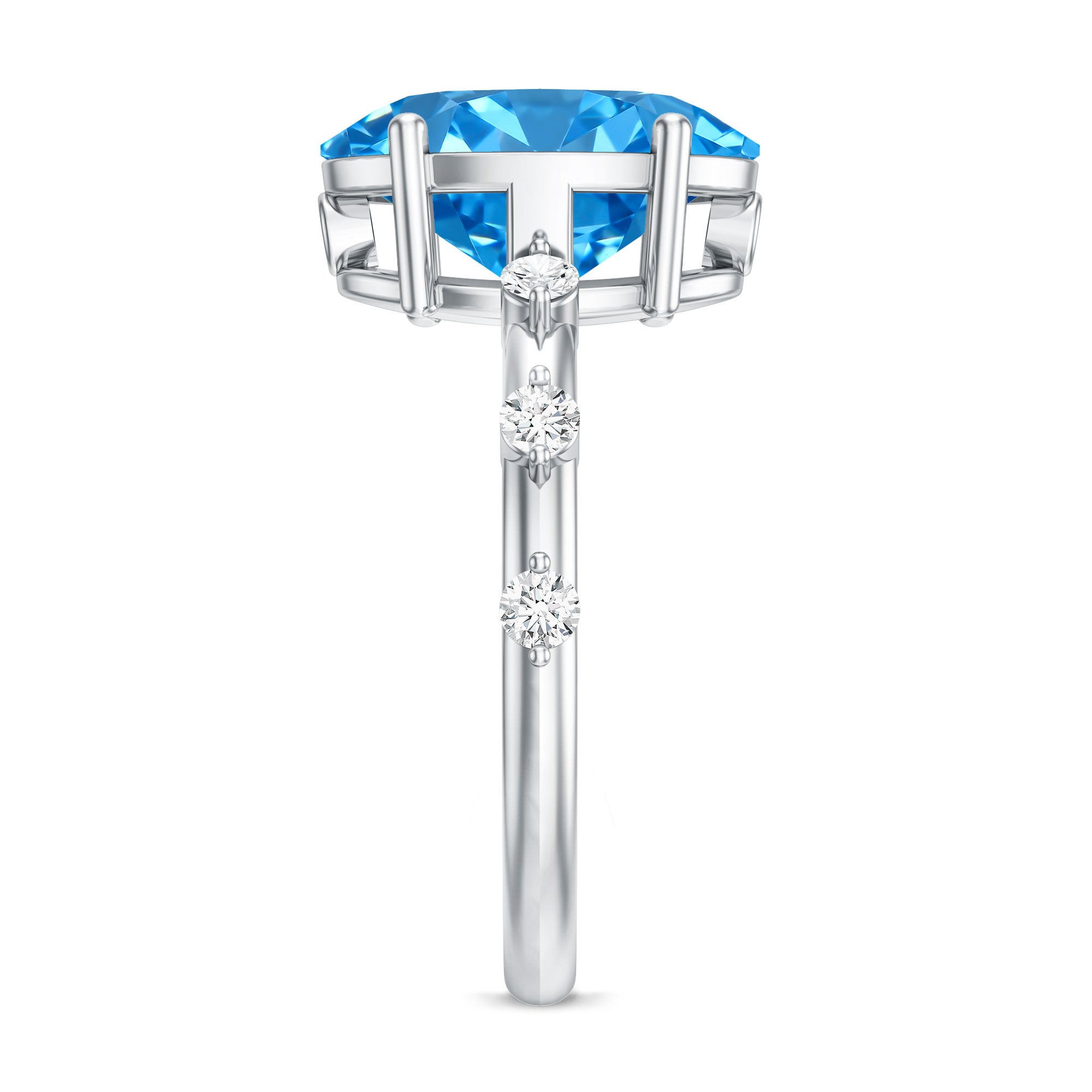 IGI Certified 3 Carat Lab Created Oval Blue Diamond Engagement Ring Vivid Blue - VS1 - Rosec Jewels