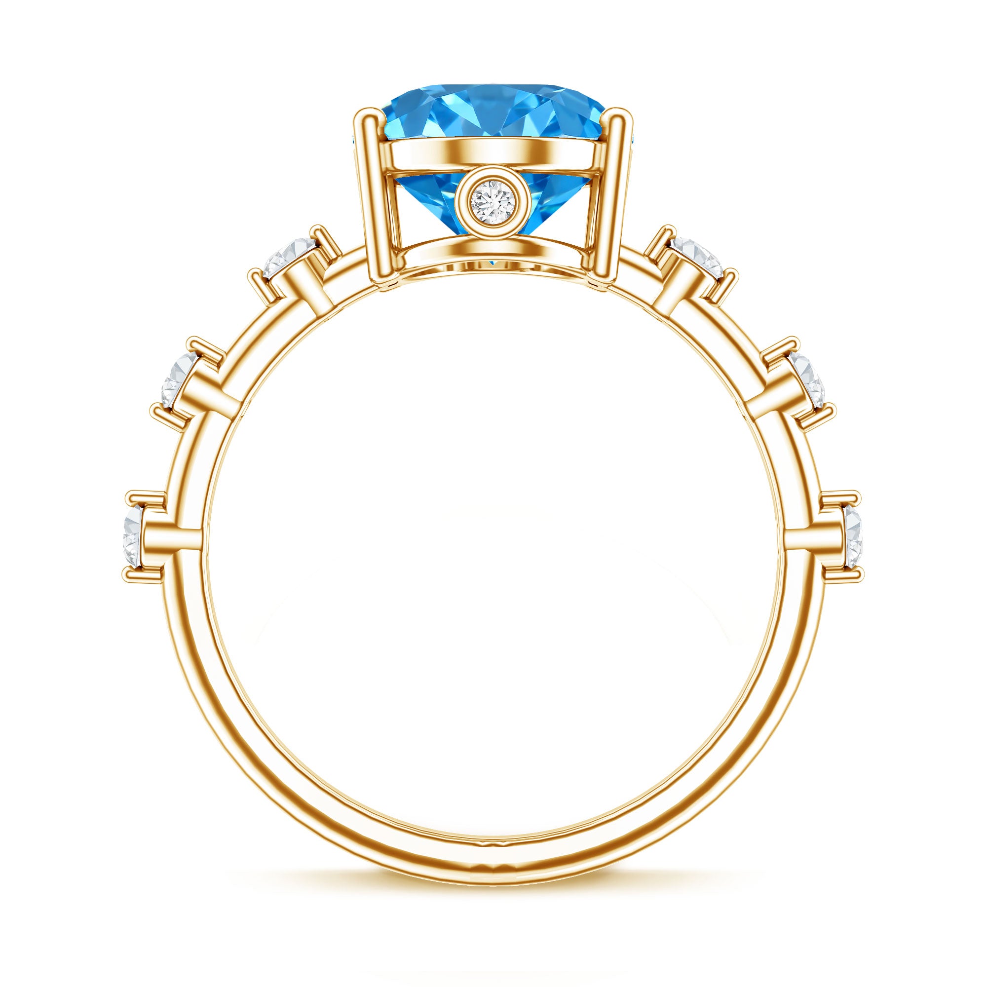 IGI Certified 3 Carat Lab Created Oval Blue Diamond Engagement Ring Vivid Blue - VS1 - Rosec Jewels