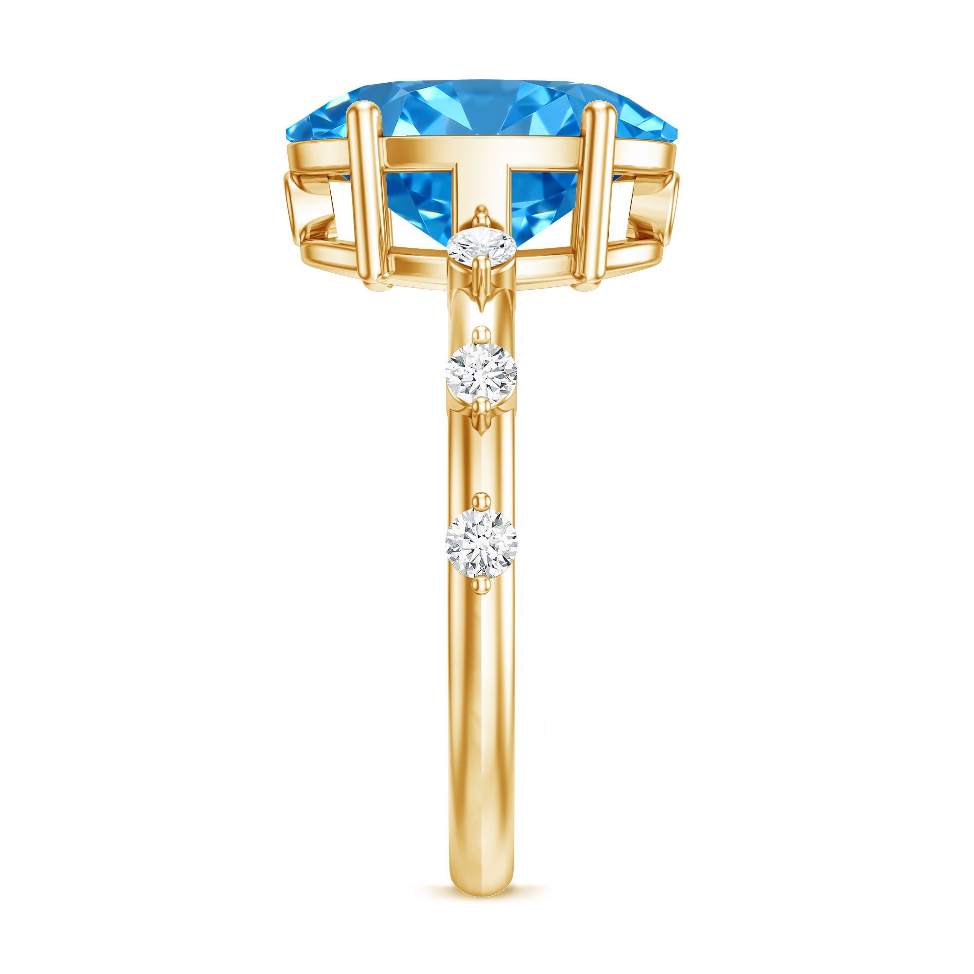 IGI Certified 3 Carat Lab Created Oval Blue Diamond Engagement Ring Vivid Blue - VS1 - Rosec Jewels