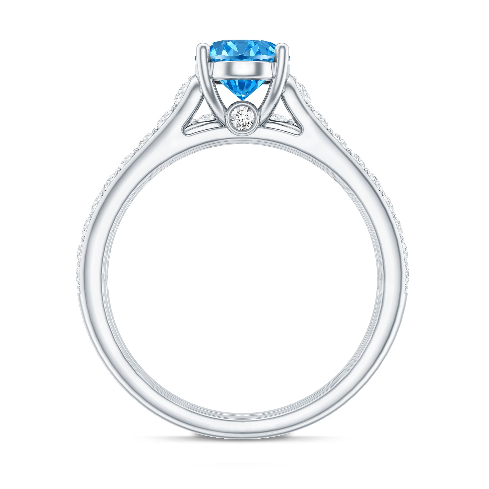 Rosec Jewels-Oval Shaped 1 Carat Lab Grown Blue Diamond Bridal Ring Set IGI Certified