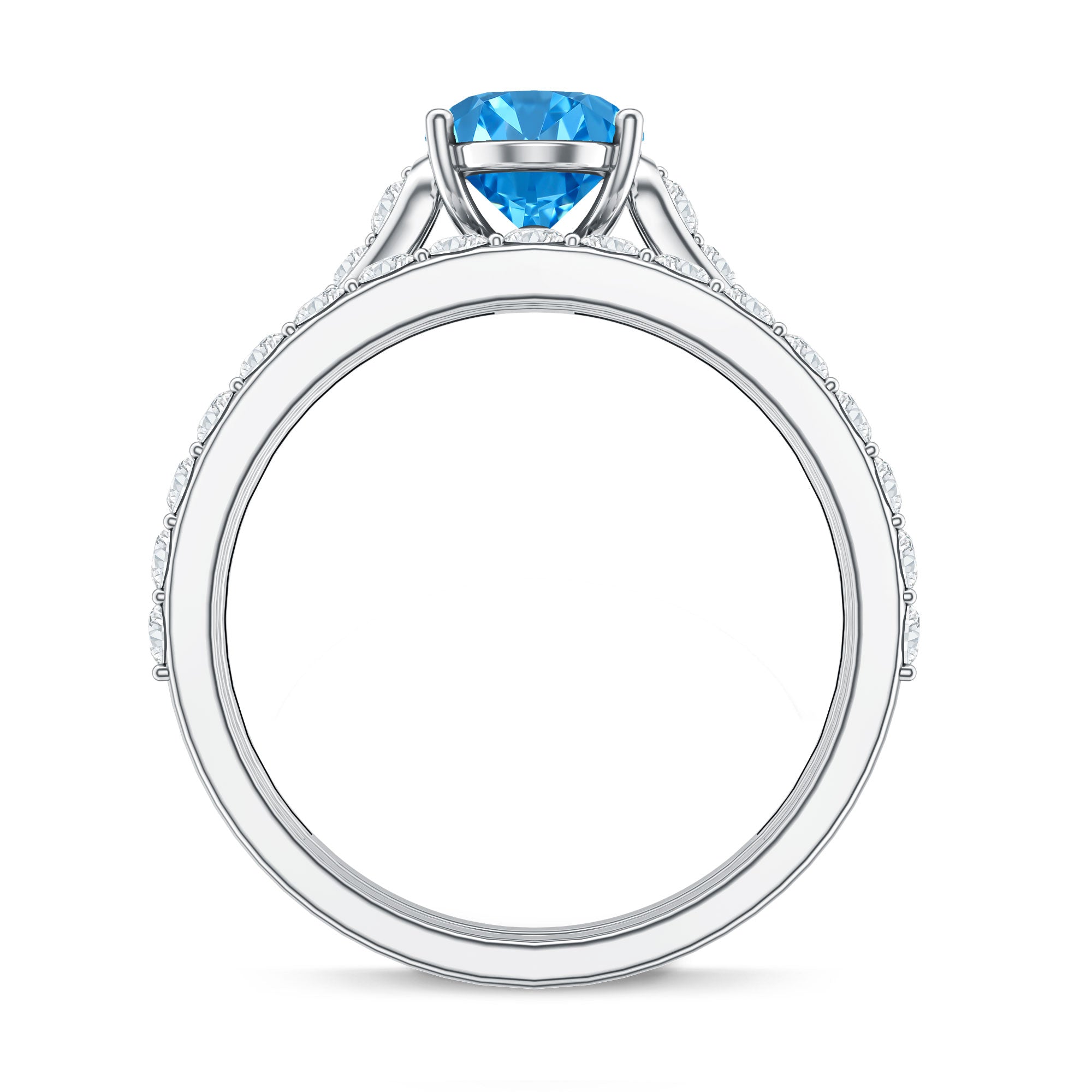 Oval Shaped 1 Carat Lab Grown Blue Diamond Bridal Ring Set IGI Certified Vivid Blue - VS1 - Rosec Jewels