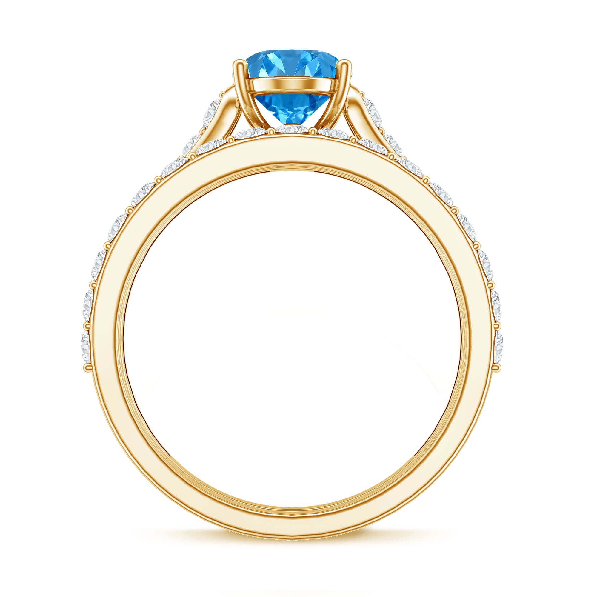 Oval Shaped 1 Carat Lab Grown Blue Diamond Bridal Ring Set IGI Certified Vivid Blue - VS1 - Rosec Jewels