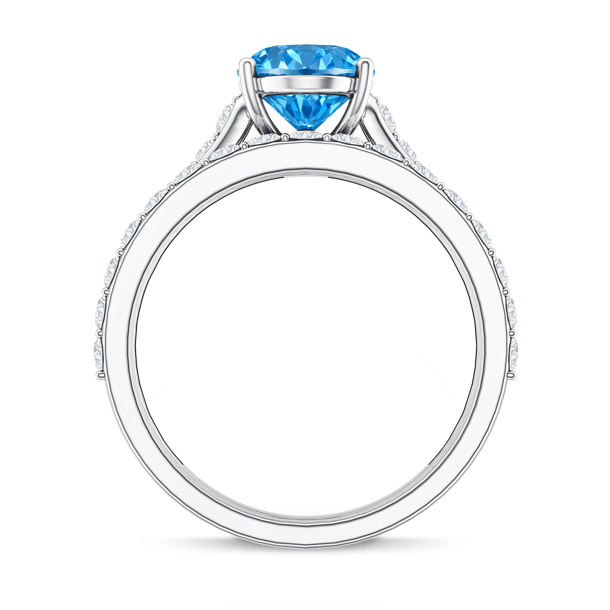 IGI Certified Lab Grown 2 Carat Blue Diamond Oval Engagement Ring with Enhancer Vivid Blue - VS1 - Rosec Jewels