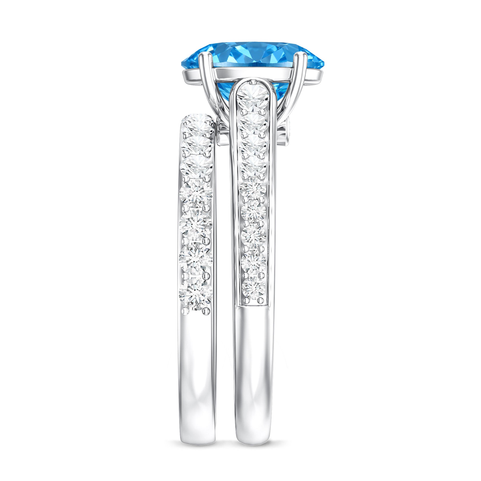 IGI Certified Lab Grown 2 Carat Blue Diamond Oval Engagement Ring with Enhancer Vivid Blue - VS1 - Rosec Jewels