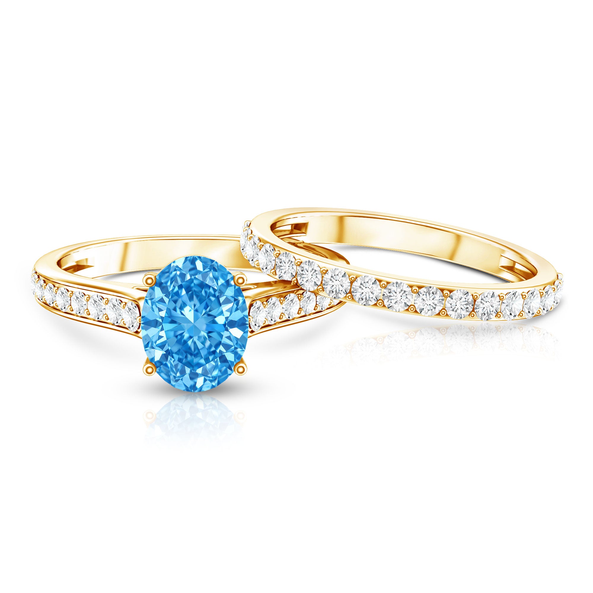 IGI Certified Lab Grown 2 Carat Blue Diamond Oval Engagement Ring with Enhancer Vivid Blue - VS1 - Rosec Jewels