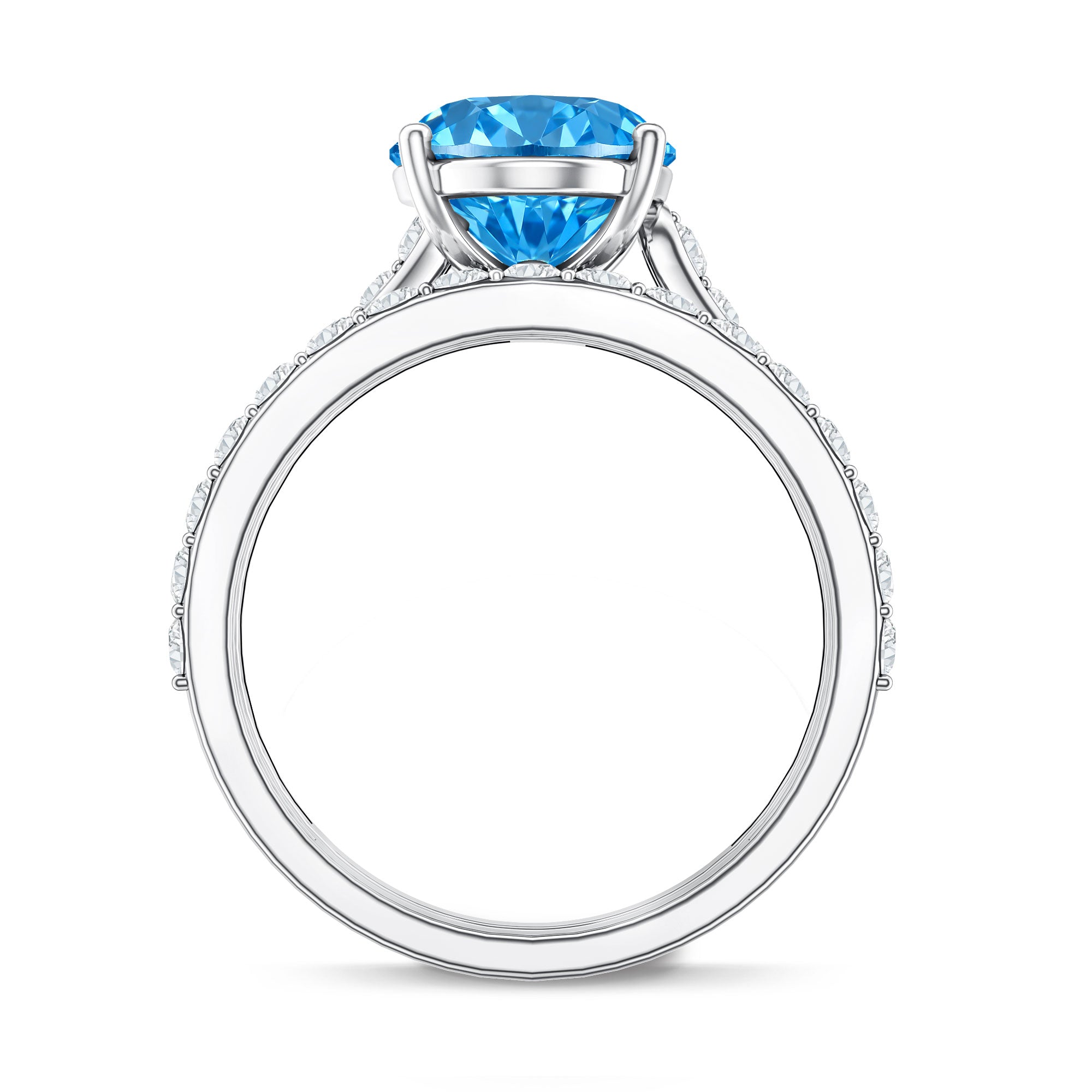 3 Carat Lab Grown Blue Diamond Oval Wedding Ring Set with IGI Certificate Vivid Blue - VS1 - Rosec Jewels