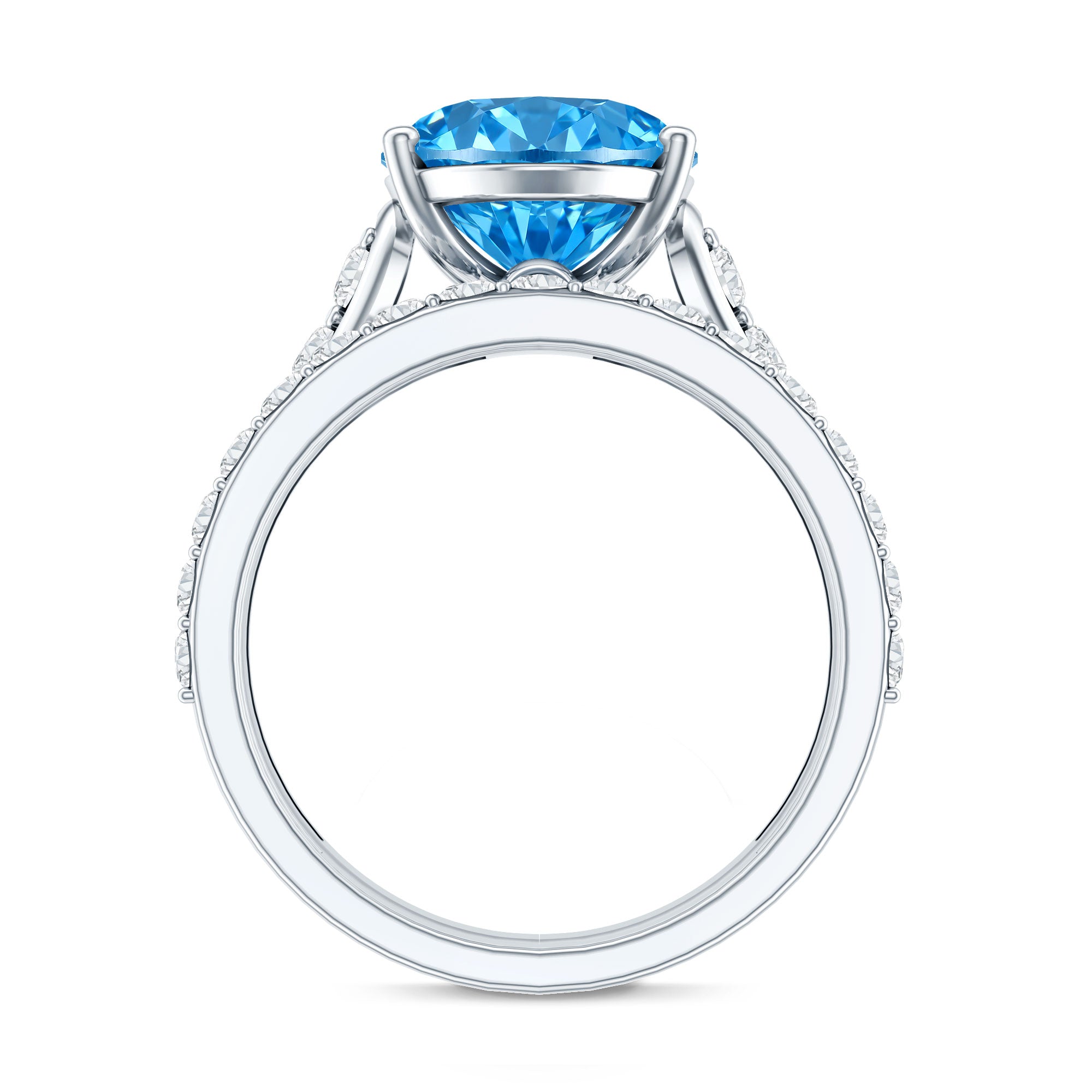 IGI Certified 4 Carat Oval Shape Lab Grown Blue Diamond Bridal Ring Set for Her Vivid Blue - VS1 - Rosec Jewels