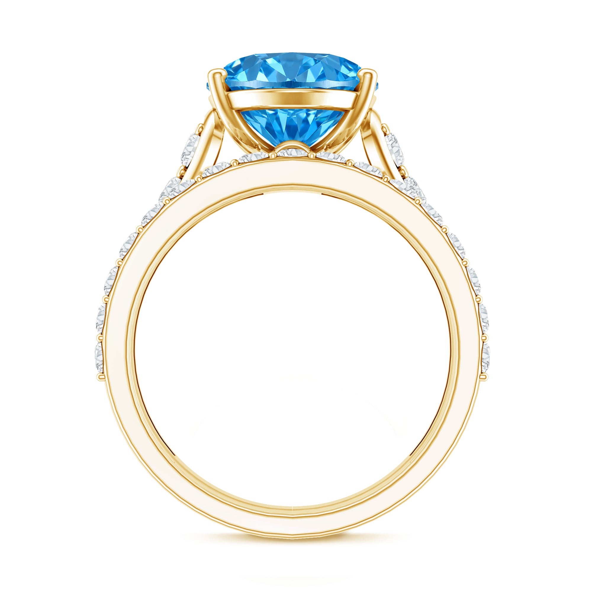 IGI Certified 4 Carat Oval Shape Lab Grown Blue Diamond Bridal Ring Set for Her Vivid Blue - VS1 - Rosec Jewels