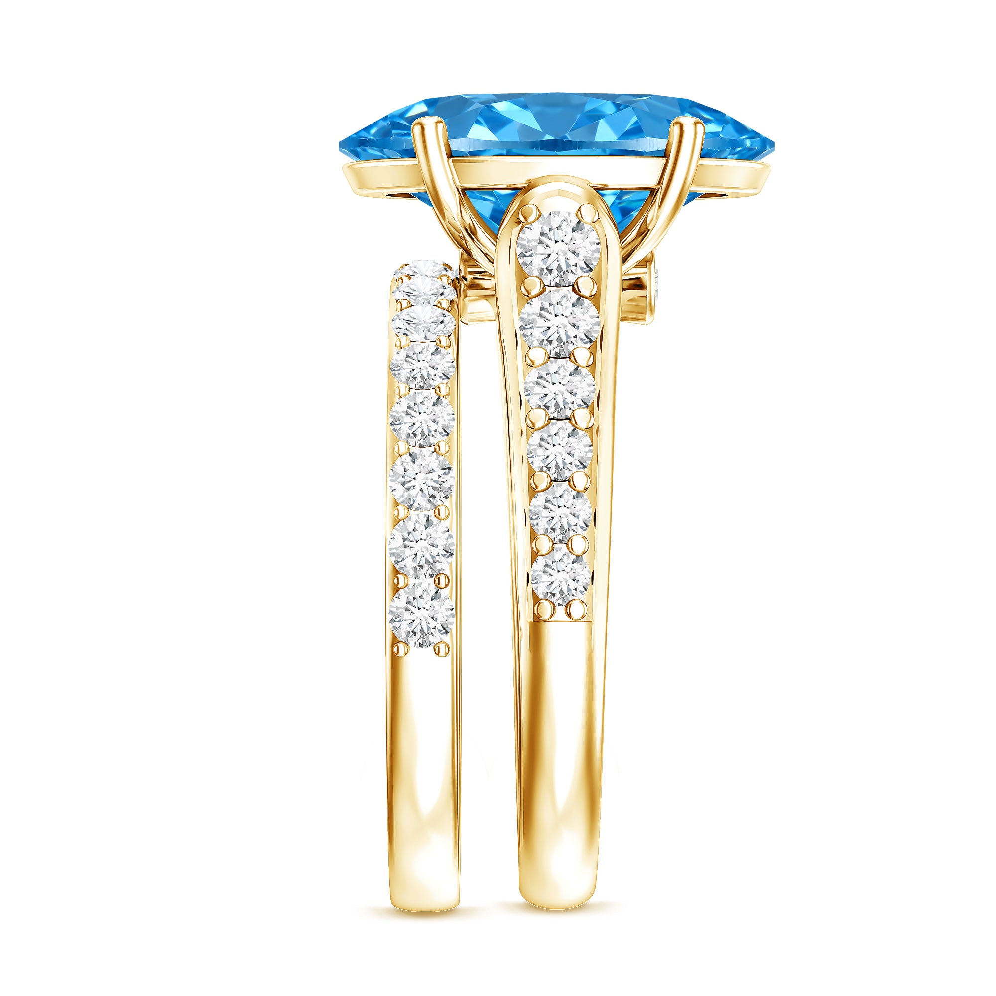 IGI Certified 5 Carat Lab Grown Blue Diamond Oval Shaped Wedding Ring Set Vivid Blue - VS1 - Rosec Jewels