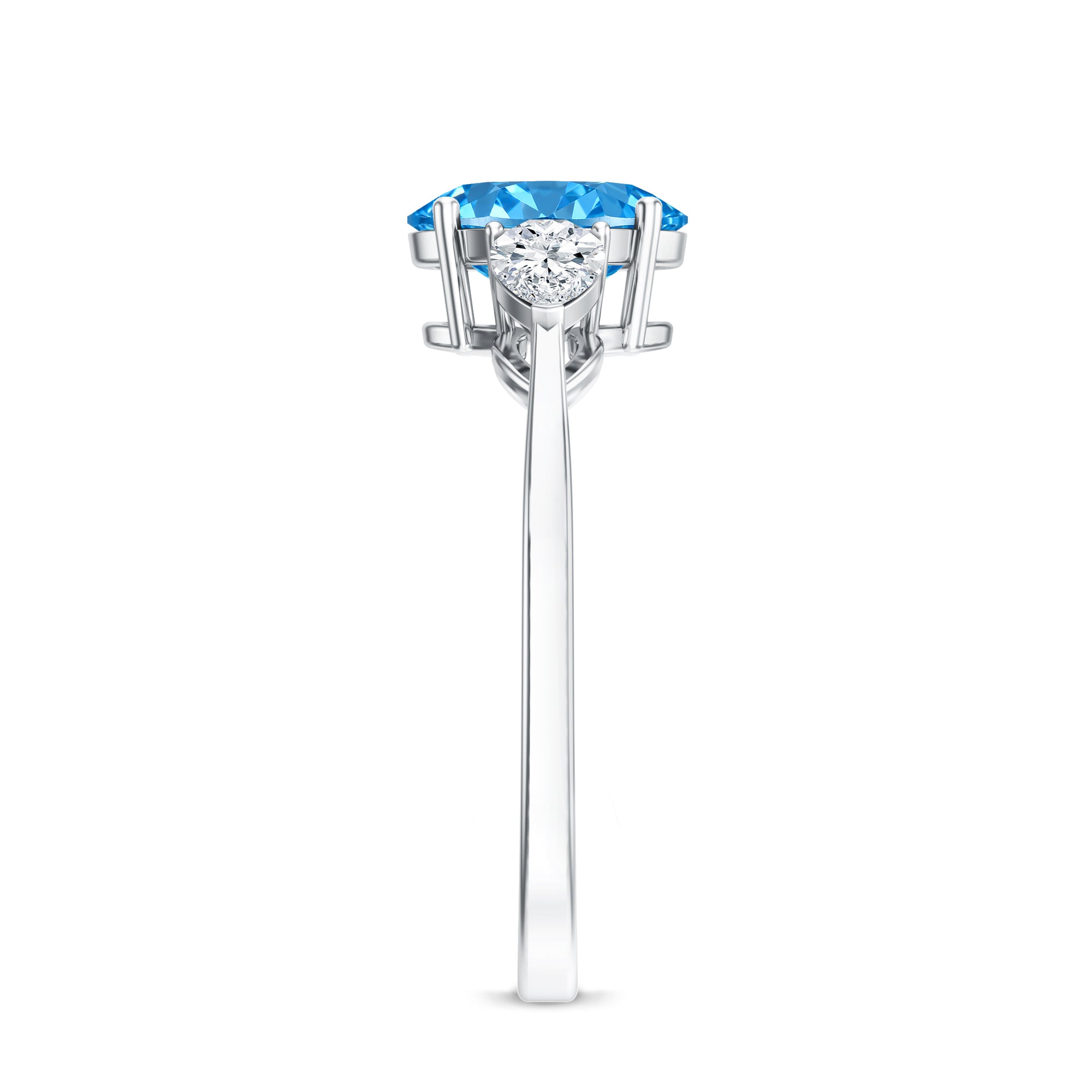 IGI Certified 1 Carat Lab Grown Blue and White Diamond Three Stone Engagement Ring Vivid Blue - VS1 - Rosec Jewels