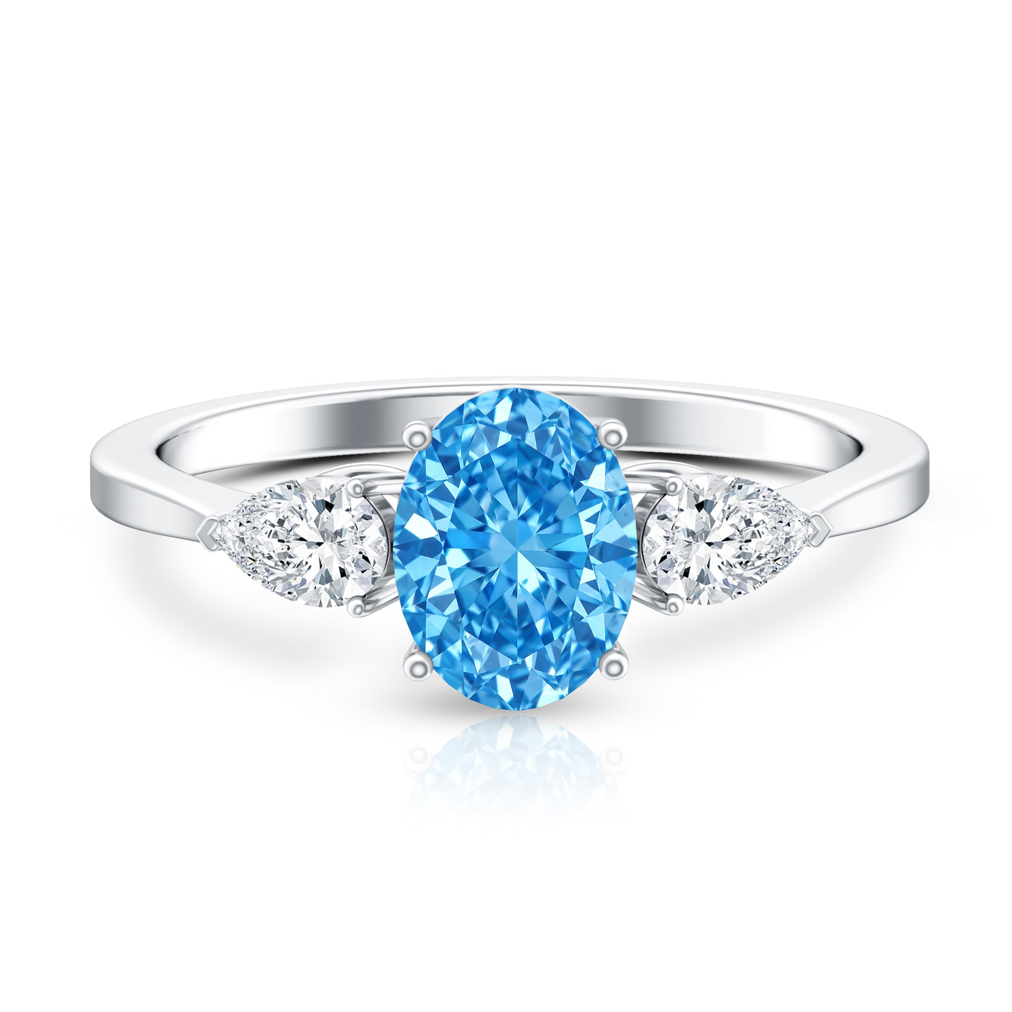 IGI Certified 1 Carat Lab Grown Blue and White Diamond Three Stone Engagement Ring Vivid Blue - VS1 - Rosec Jewels