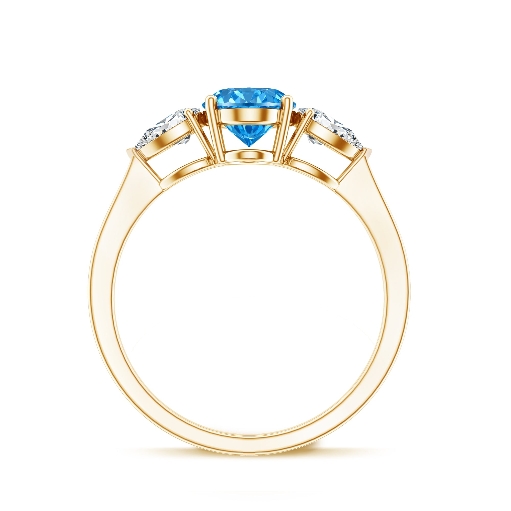 IGI Certified 1 Carat Lab Grown Blue and White Diamond Three Stone Engagement Ring Vivid Blue - VS1 - Rosec Jewels