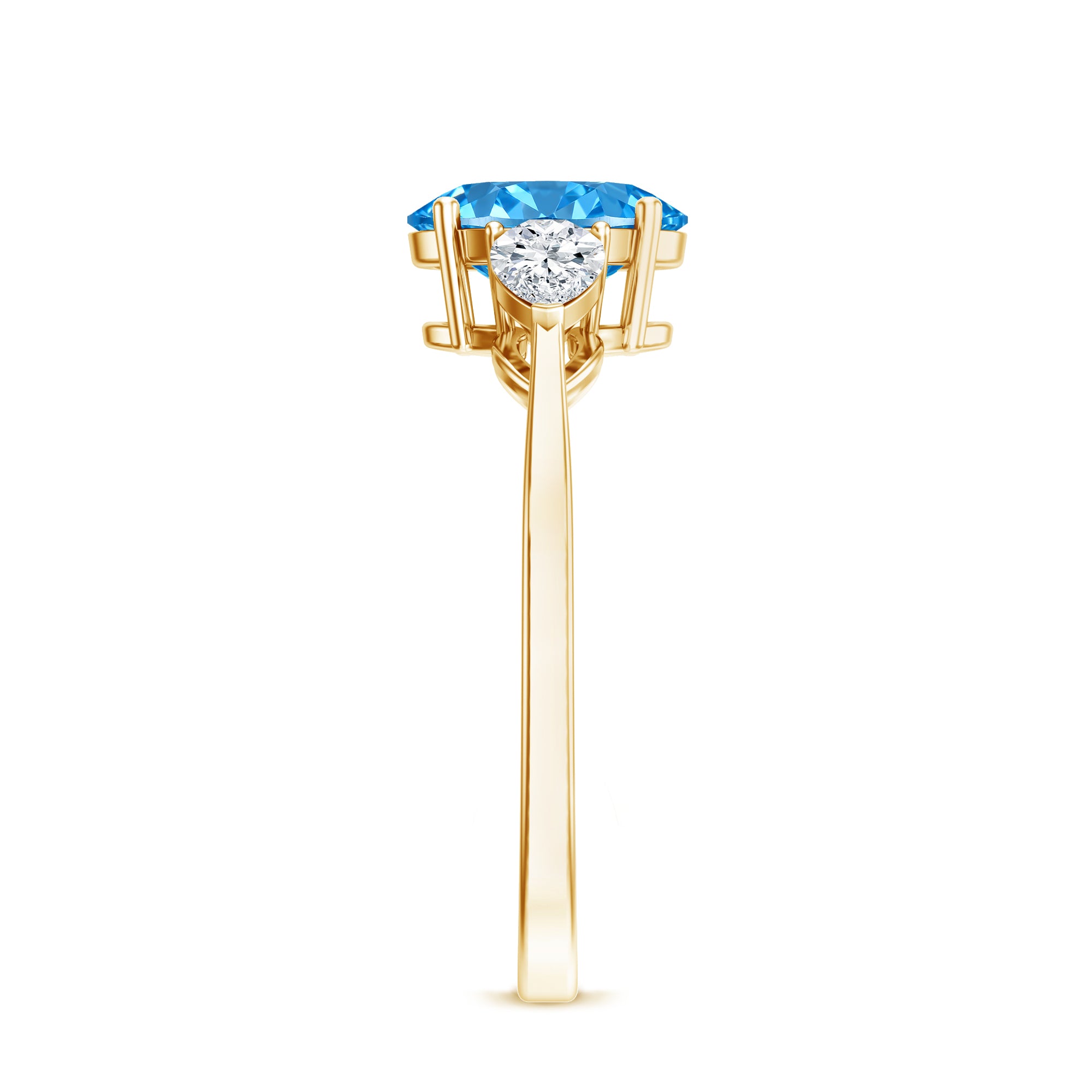 IGI Certified 1 Carat Lab Grown Blue and White Diamond Three Stone Engagement Ring Vivid Blue - VS1 - Rosec Jewels