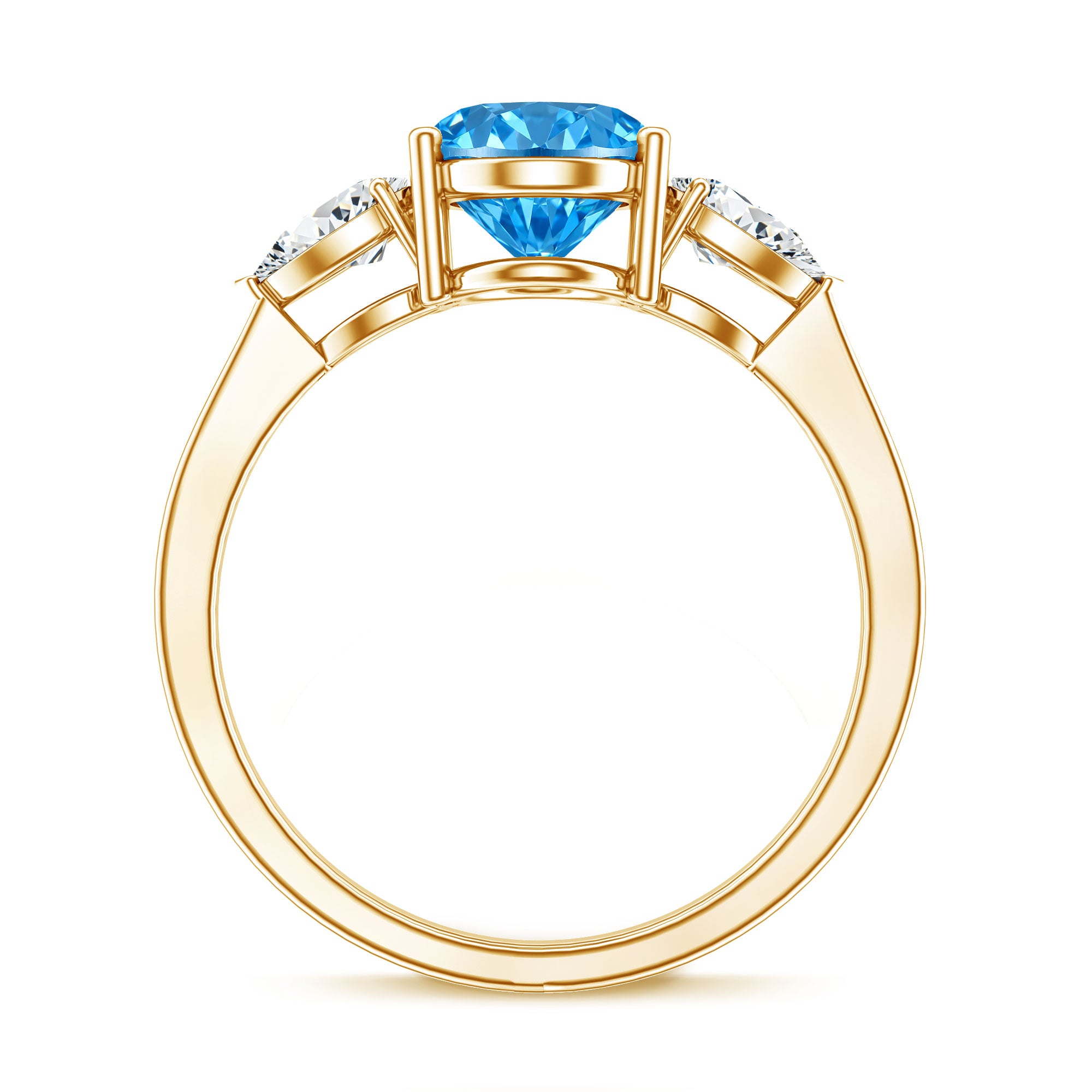IGI Certified 2 Carat Oval Lab Grown Blue Diamond Three Stone Engagement Ring Vivid Blue - VS1 - Rosec Jewels
