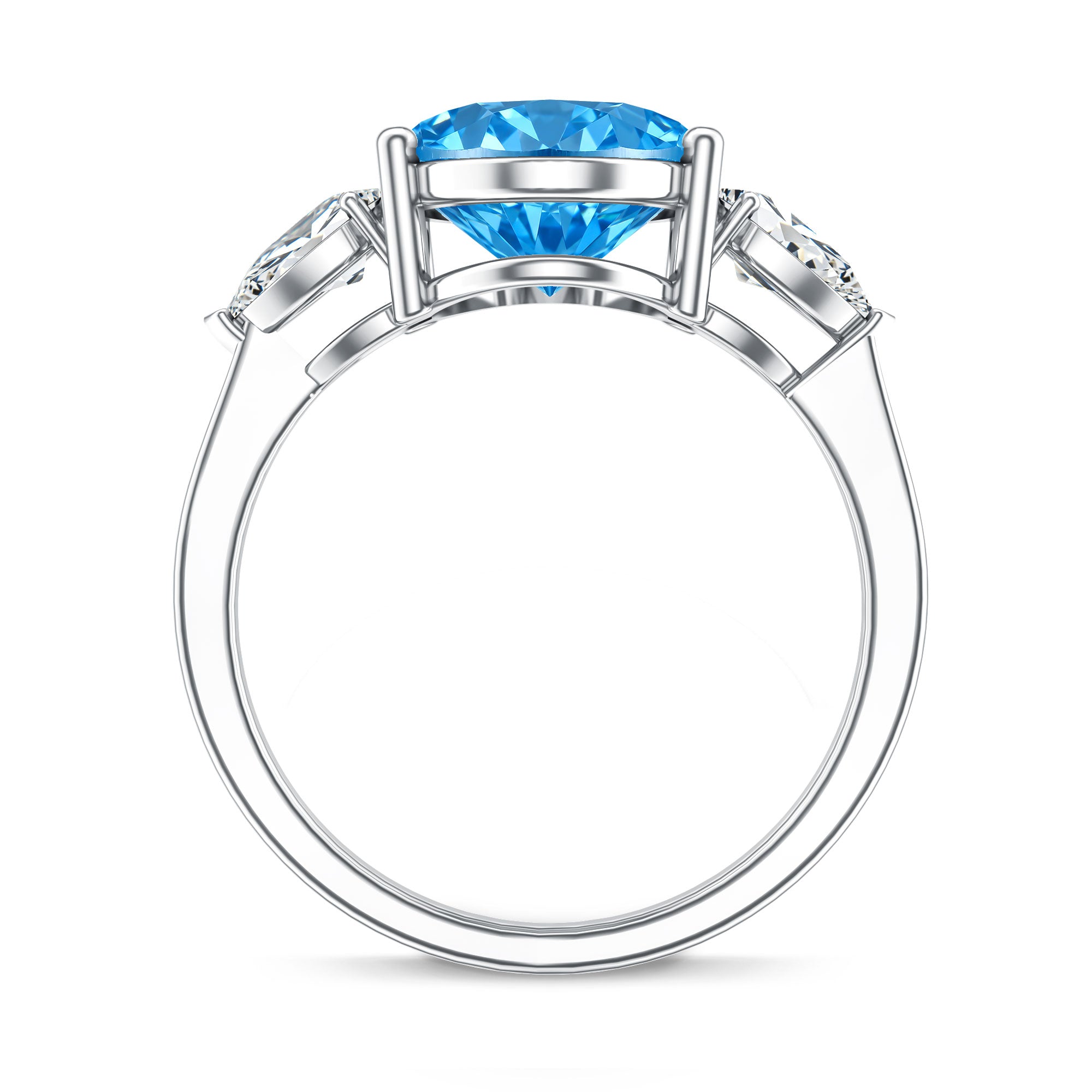 IGI Certified 4 Carat Oval Shaped Lab Grown Blue Diamond Journey Ring Vivid Blue - VS1 - Rosec Jewels