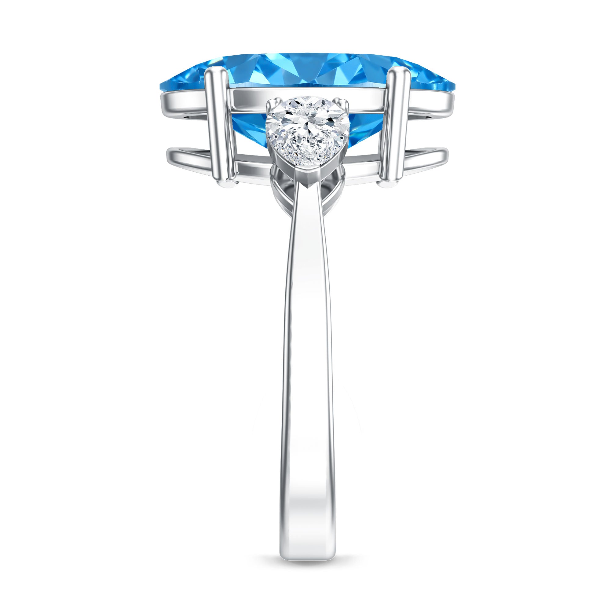 IGI Certified 4 Carat Oval Shaped Lab Grown Blue Diamond Journey Ring Vivid Blue - VS1 - Rosec Jewels