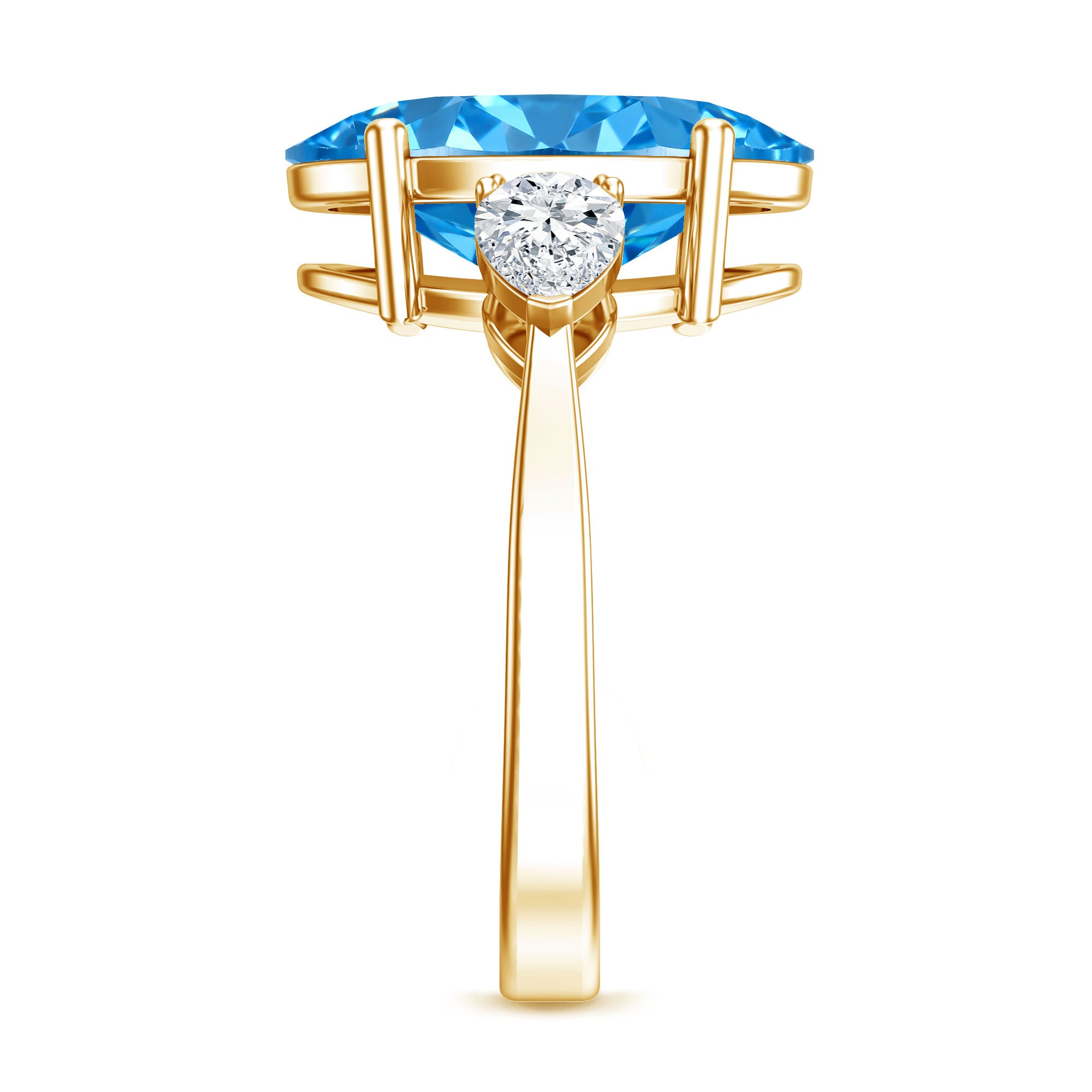 IGI Certified 4 Carat Oval Shaped Lab Grown Blue Diamond Journey Ring Vivid Blue - VS1 - Rosec Jewels