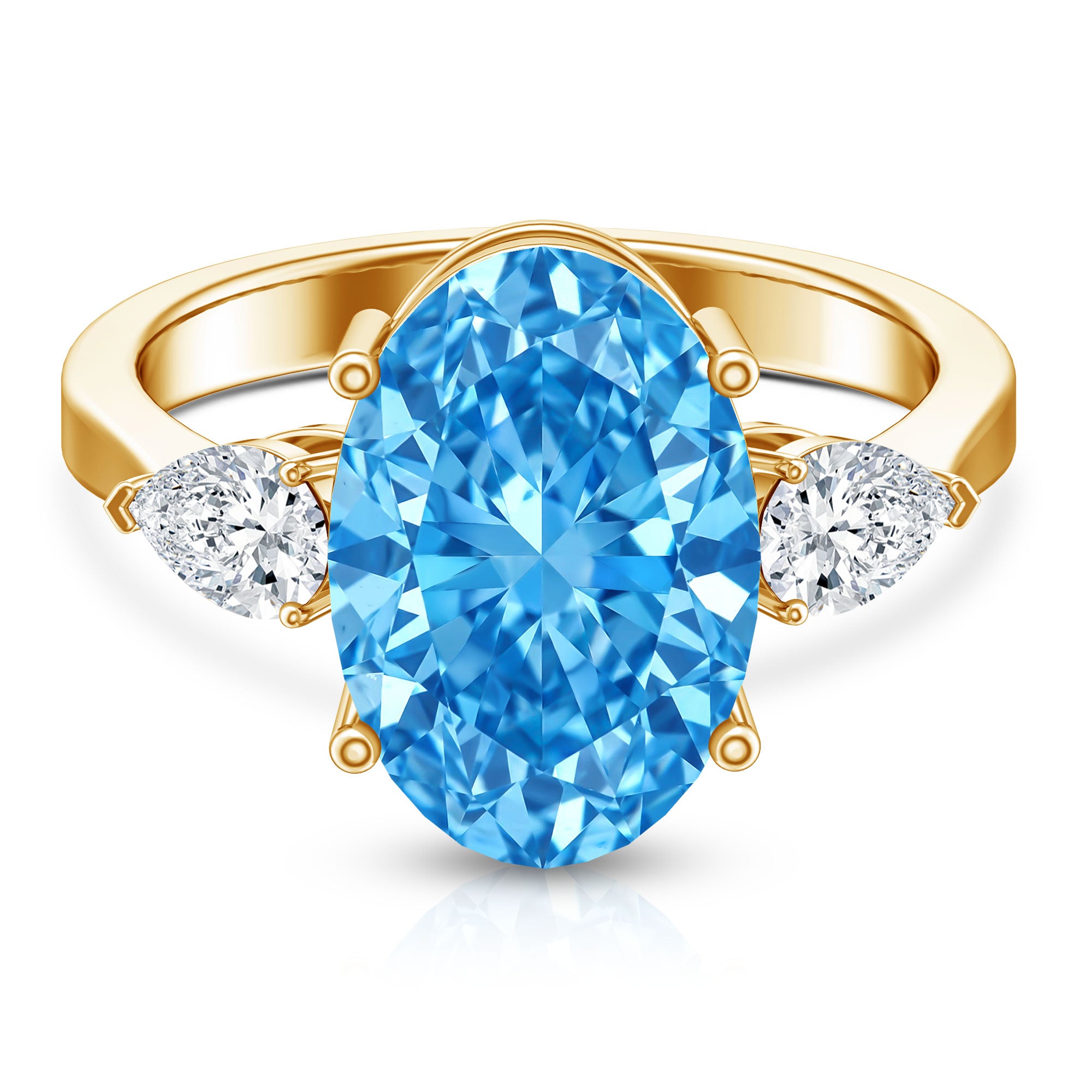 IGI Certified 4 Carat Oval Shaped Lab Grown Blue Diamond Journey Ring Vivid Blue - VS1 - Rosec Jewels