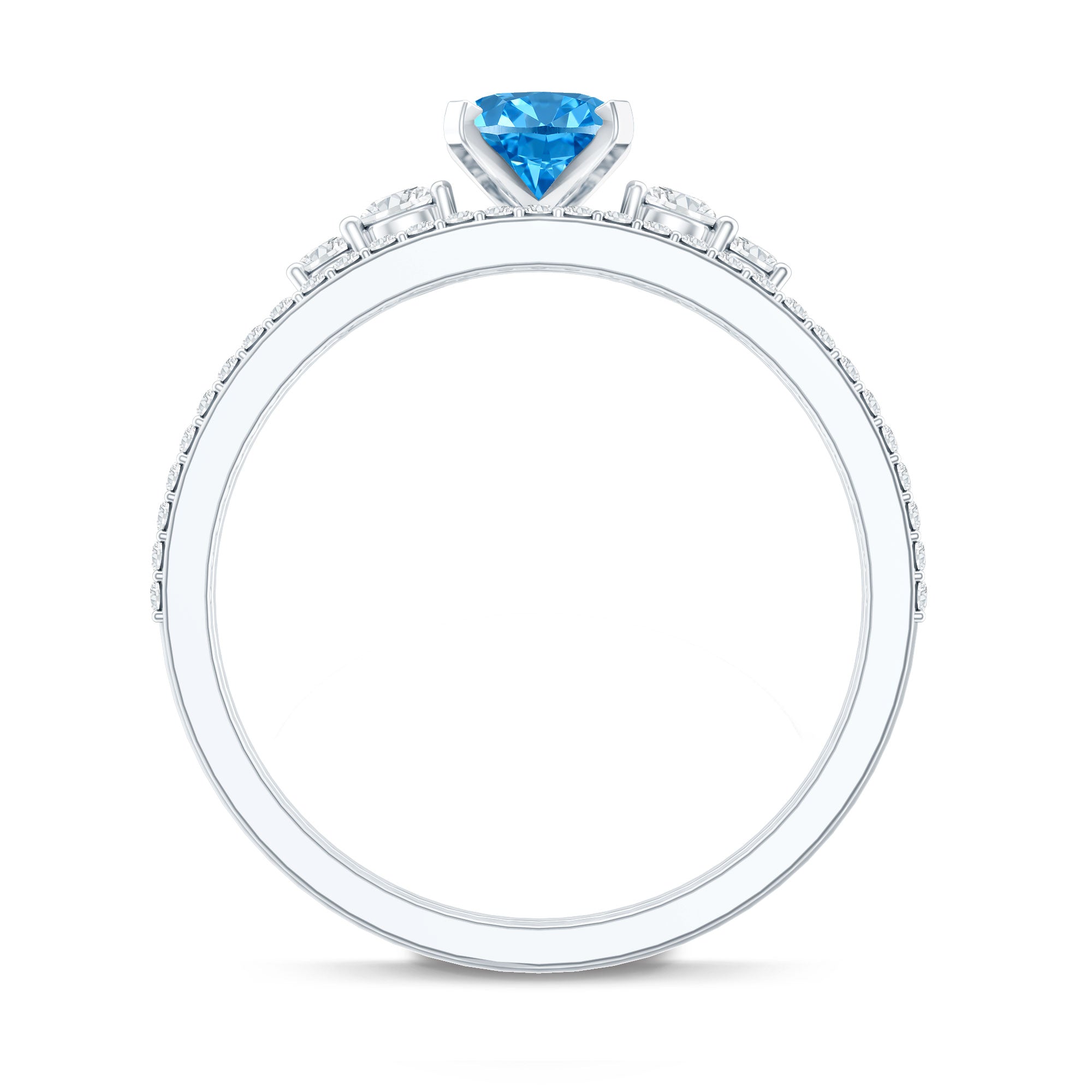 IGI Certified 1 Carat Oval Lab Grown Blue and White Diamond Bridal Ring Set Vivid Blue - VS1 - Rosec Jewels