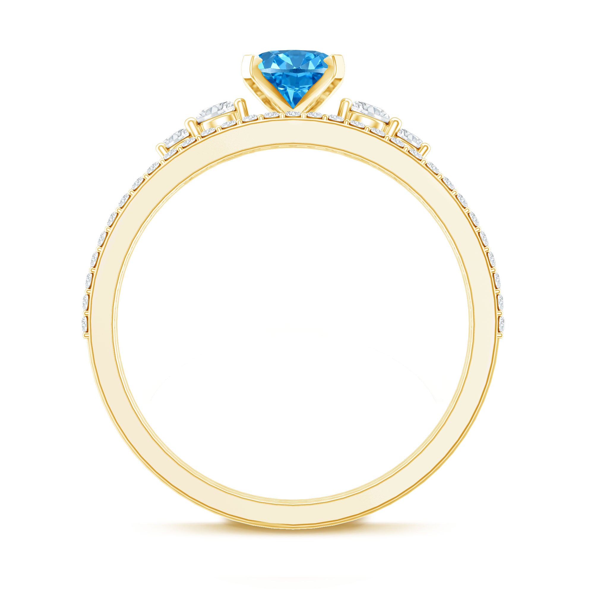 IGI Certified 1 Carat Oval Lab Grown Blue and White Diamond Bridal Ring Set Vivid Blue - VS1 - Rosec Jewels