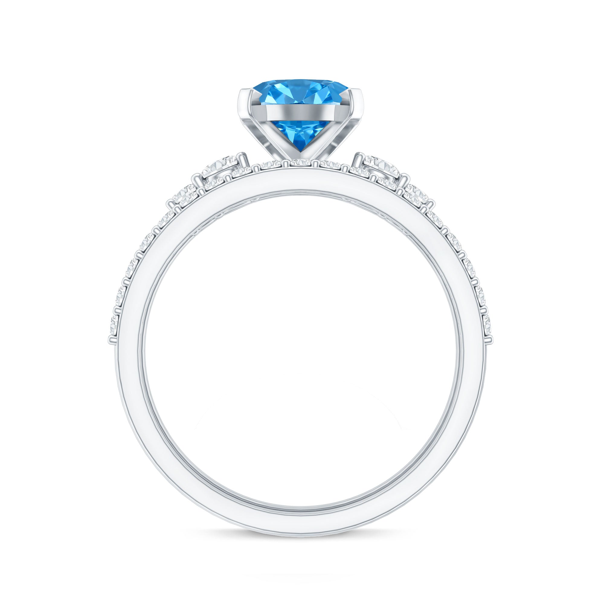 2 Carat Lab Grown Blue Diamond Oval Wedding Ring Set with IGI Certified Vivid Blue - VS1 - Rosec Jewels
