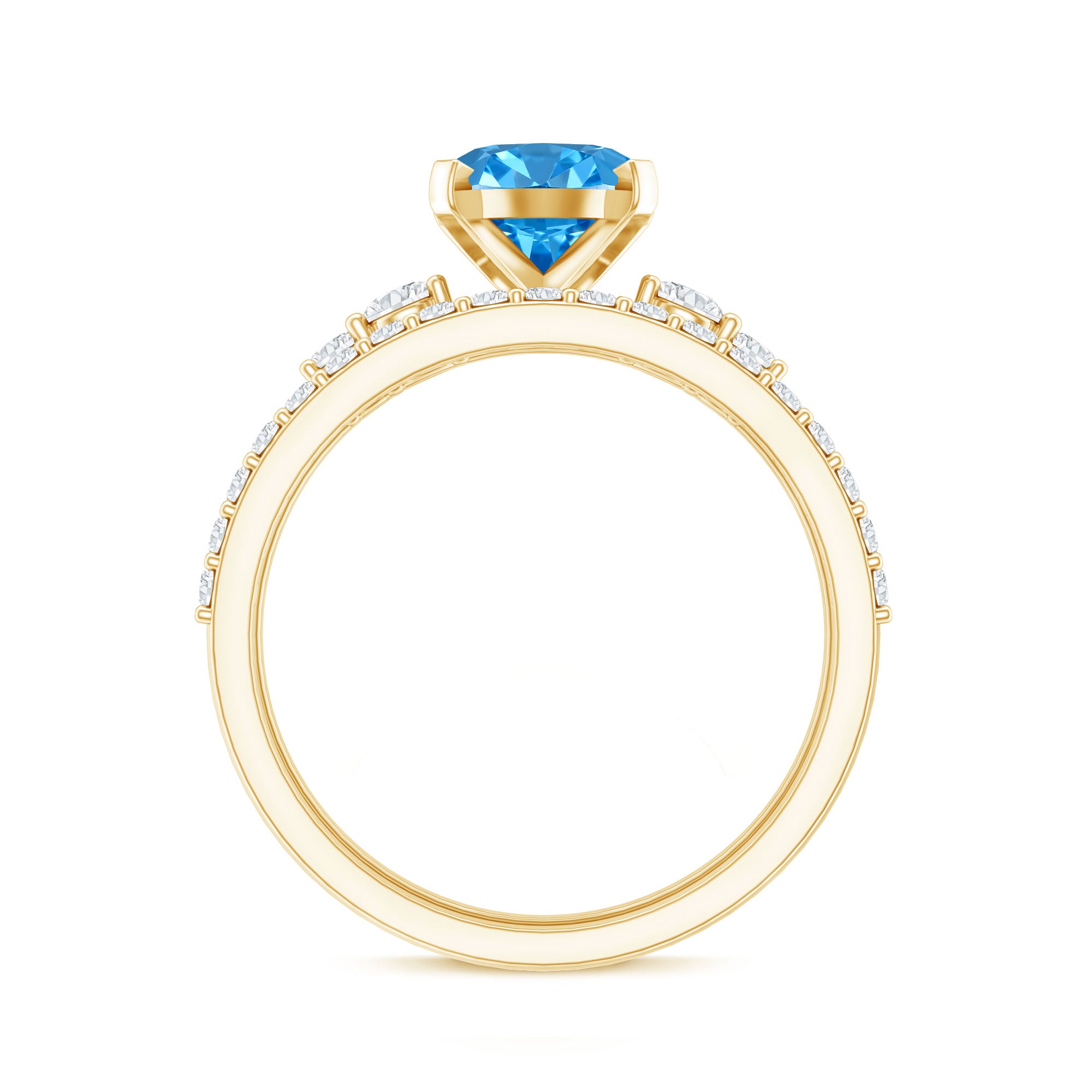 2 Carat Lab Grown Blue Diamond Oval Wedding Ring Set with IGI Certified Vivid Blue - VS1 - Rosec Jewels