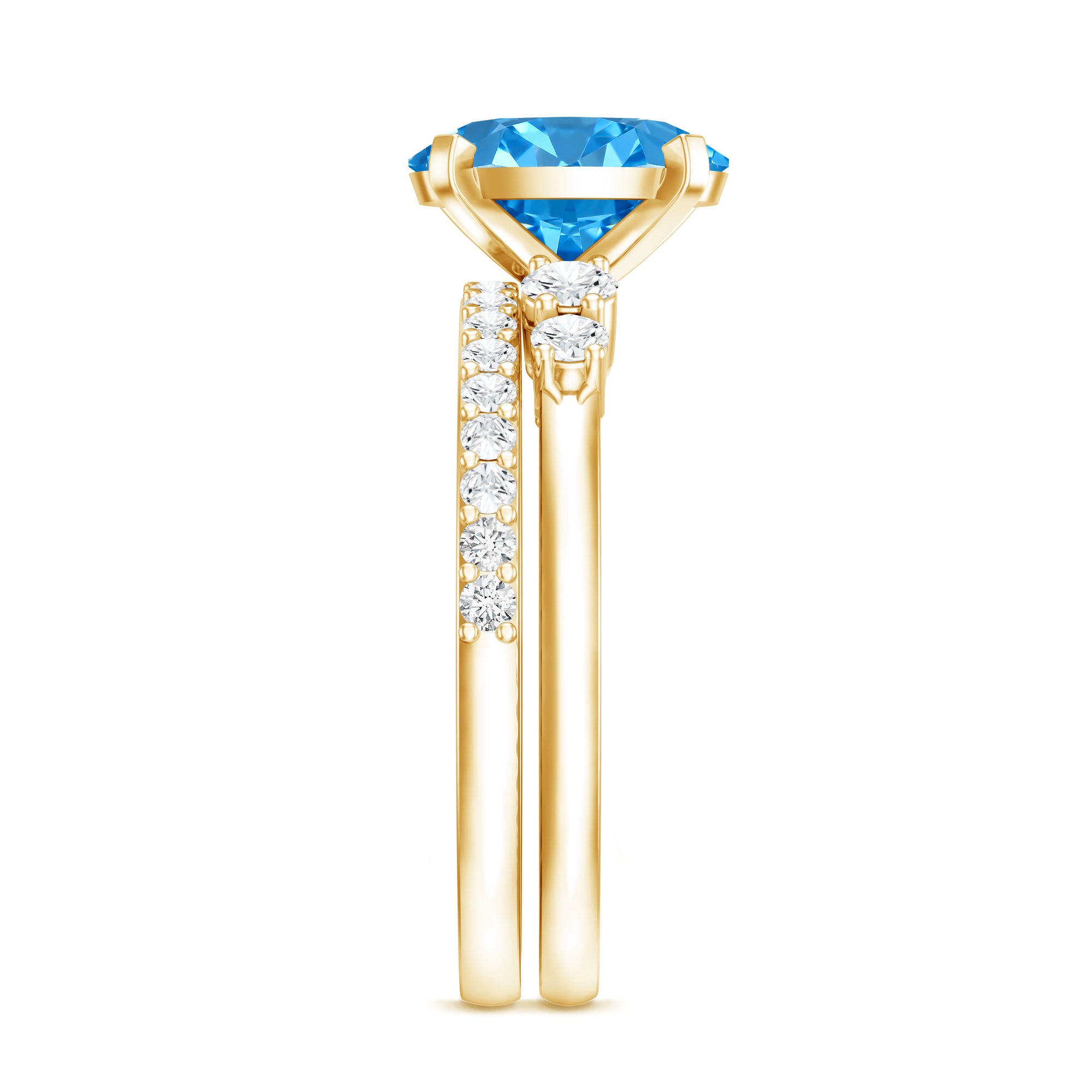 2 Carat Lab Grown Blue Diamond Oval Wedding Ring Set with IGI Certified Vivid Blue - VS1 - Rosec Jewels