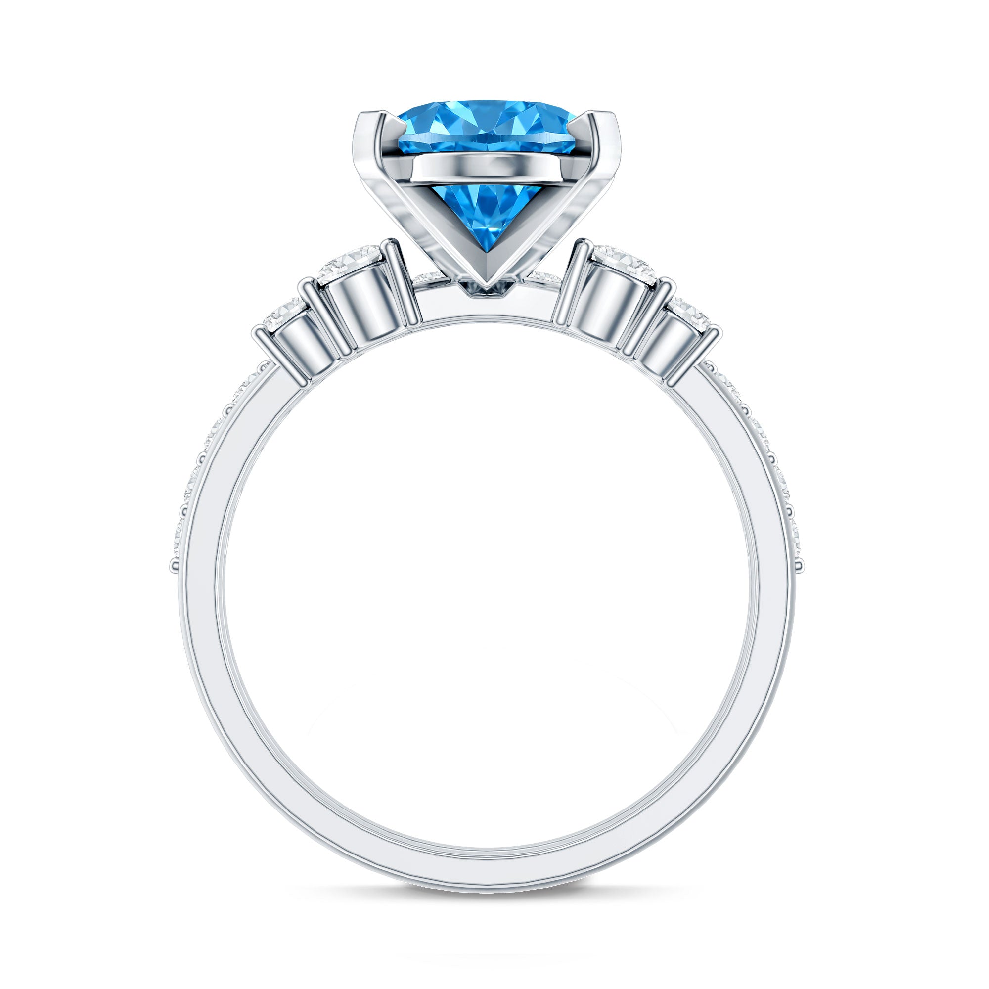 IGI Certified 4 Carat Lab Grown Blue Diamond Oval Engagement Ring with Wedding Band Vivid Blue - VS1 - Rosec Jewels