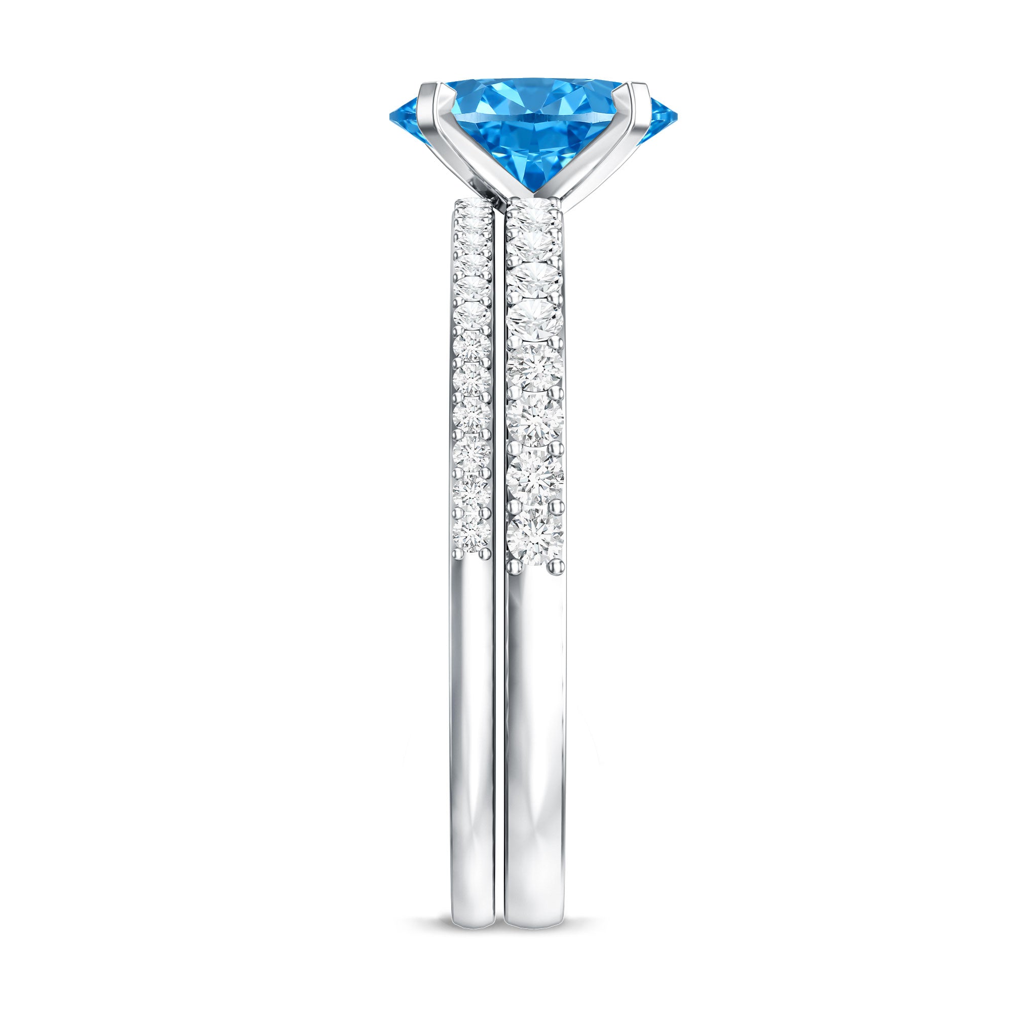 1 Carat Oval Shaped Lab Grown Blue and White Diamond Wedding Ring Set IGI Certified Vivid Blue - VS1 - Rosec Jewels