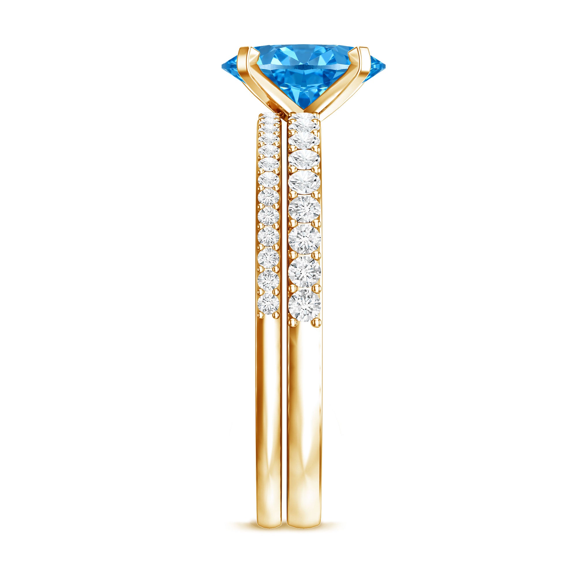1 Carat Oval Shaped Lab Grown Blue and White Diamond Wedding Ring Set IGI Certified Vivid Blue - VS1 - Rosec Jewels