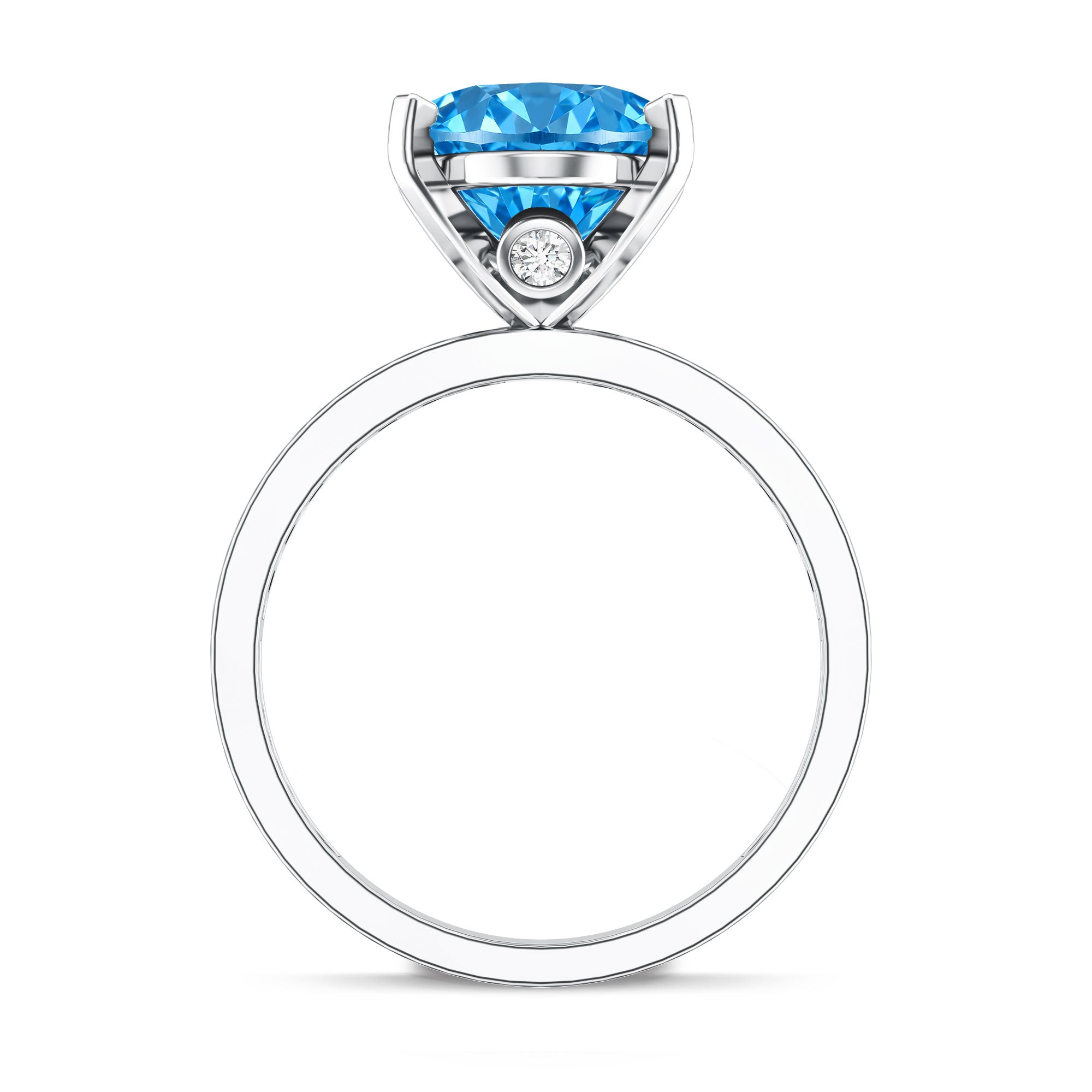 Rosec Jewels-4 Carat Oval Cut Lab Created Blue Diamond Large Engagement Ring IGI Certified