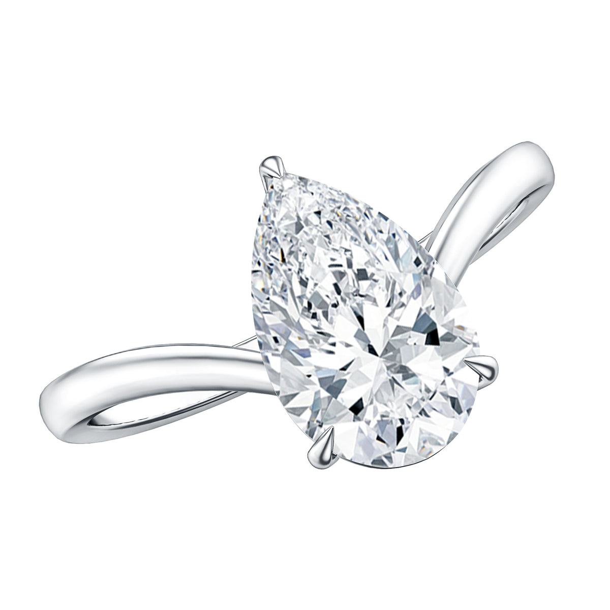 IGI Certified 2 Carat Pear Shape Lab Grown Diamond Chevron Engagement Ring Lab - ( E-VS1 ) - Rosec Jewels