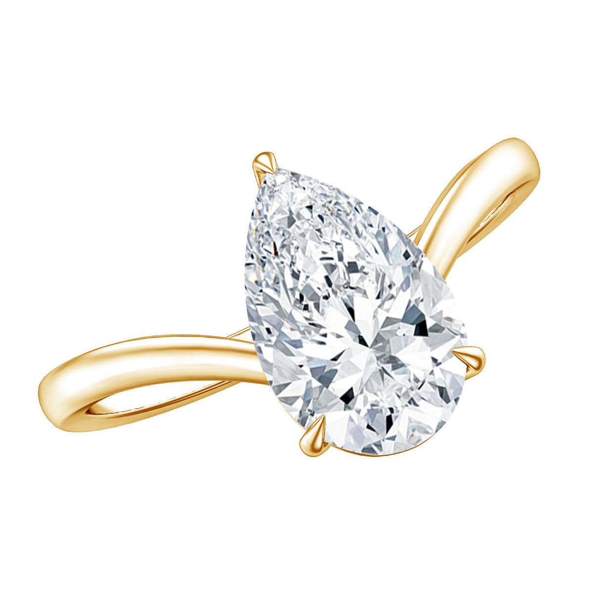 IGI Certified 2 Carat Pear Shape Lab Grown Diamond Chevron Engagement Ring Lab - ( E-VS1 ) - Rosec Jewels