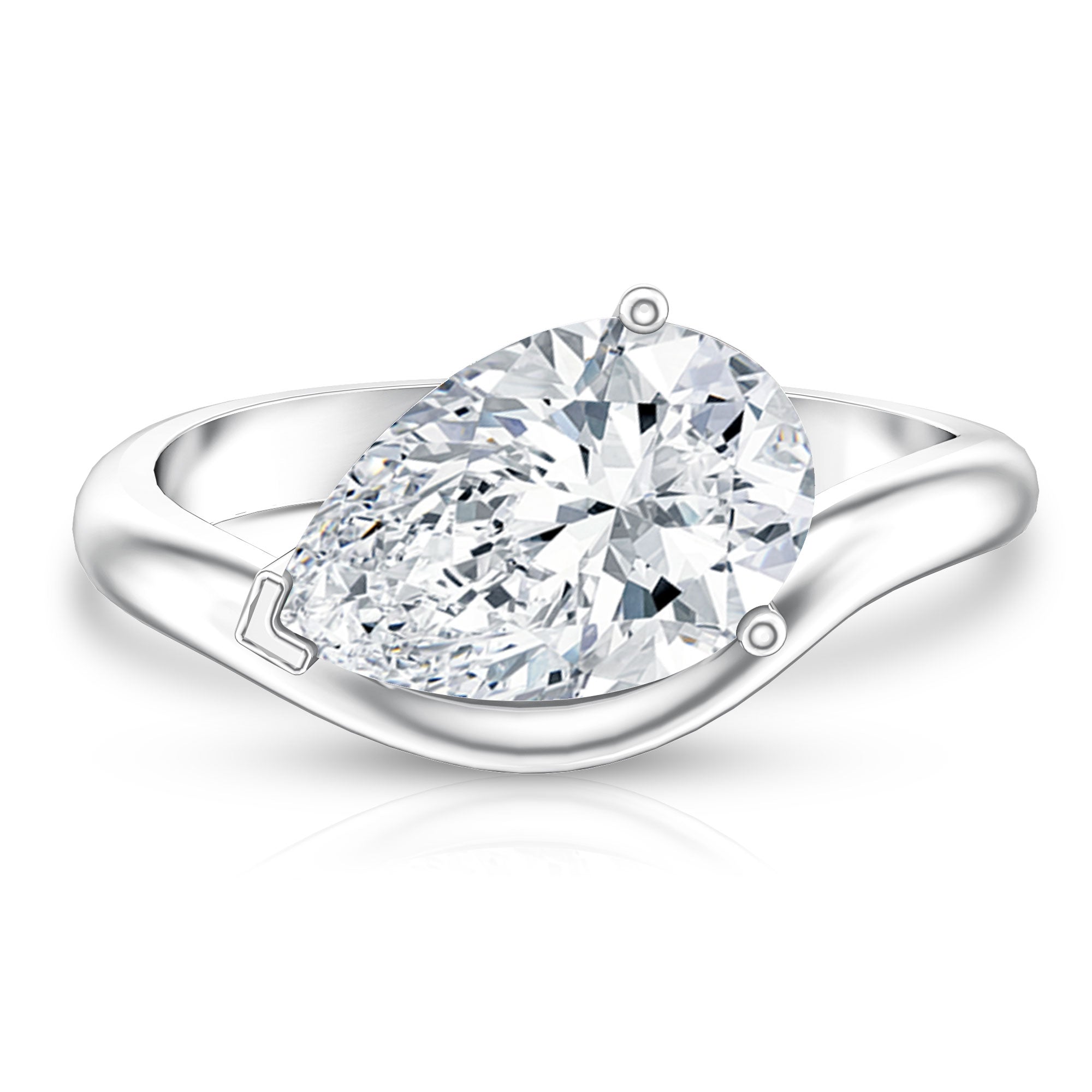 Rosec Jewels-3 Carat Pear Shaped Lab Grown Diamond East West Engagement Ring IGI Certified