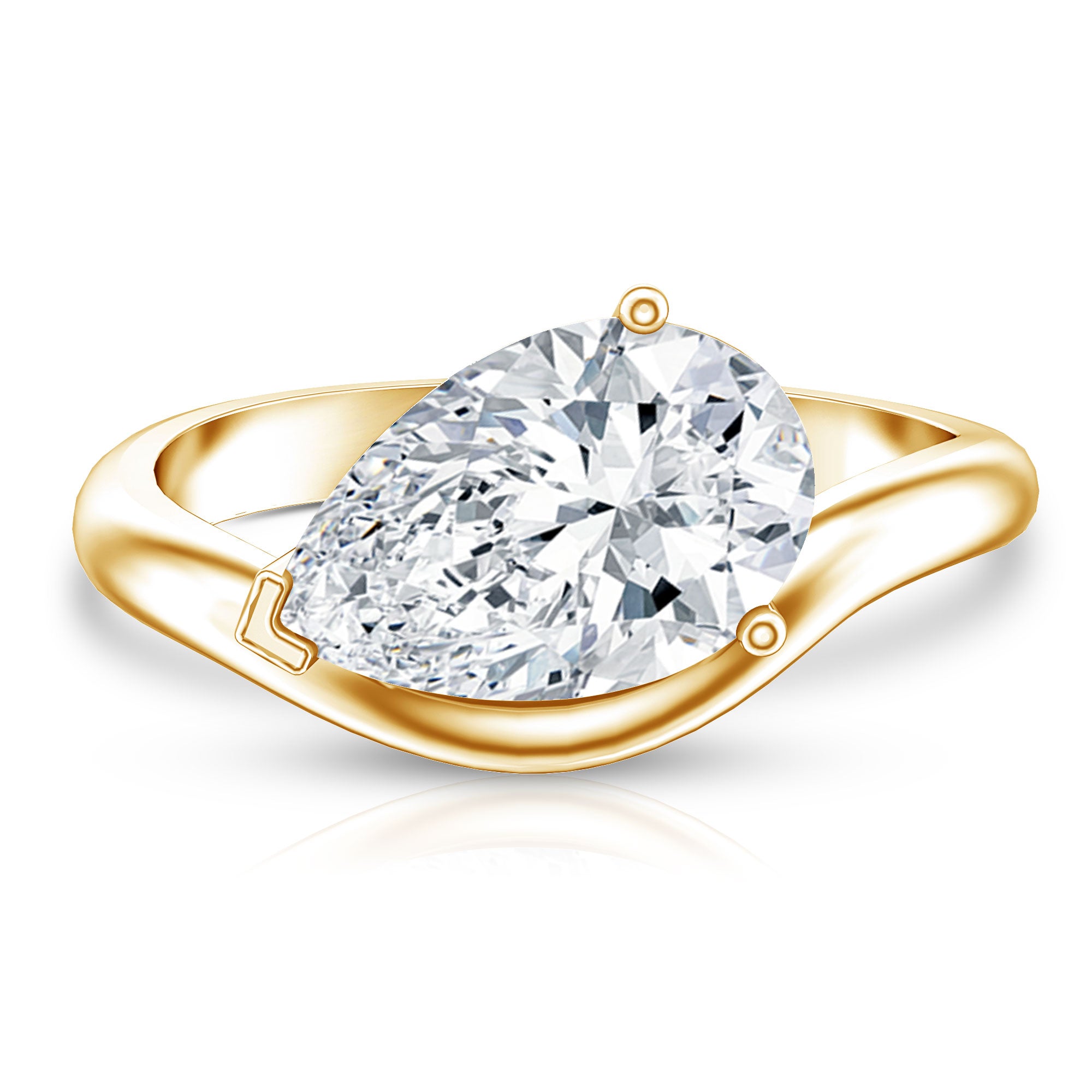 Rosec Jewels-3 Carat Pear Shaped Lab Grown Diamond East West Engagement Ring IGI Certified