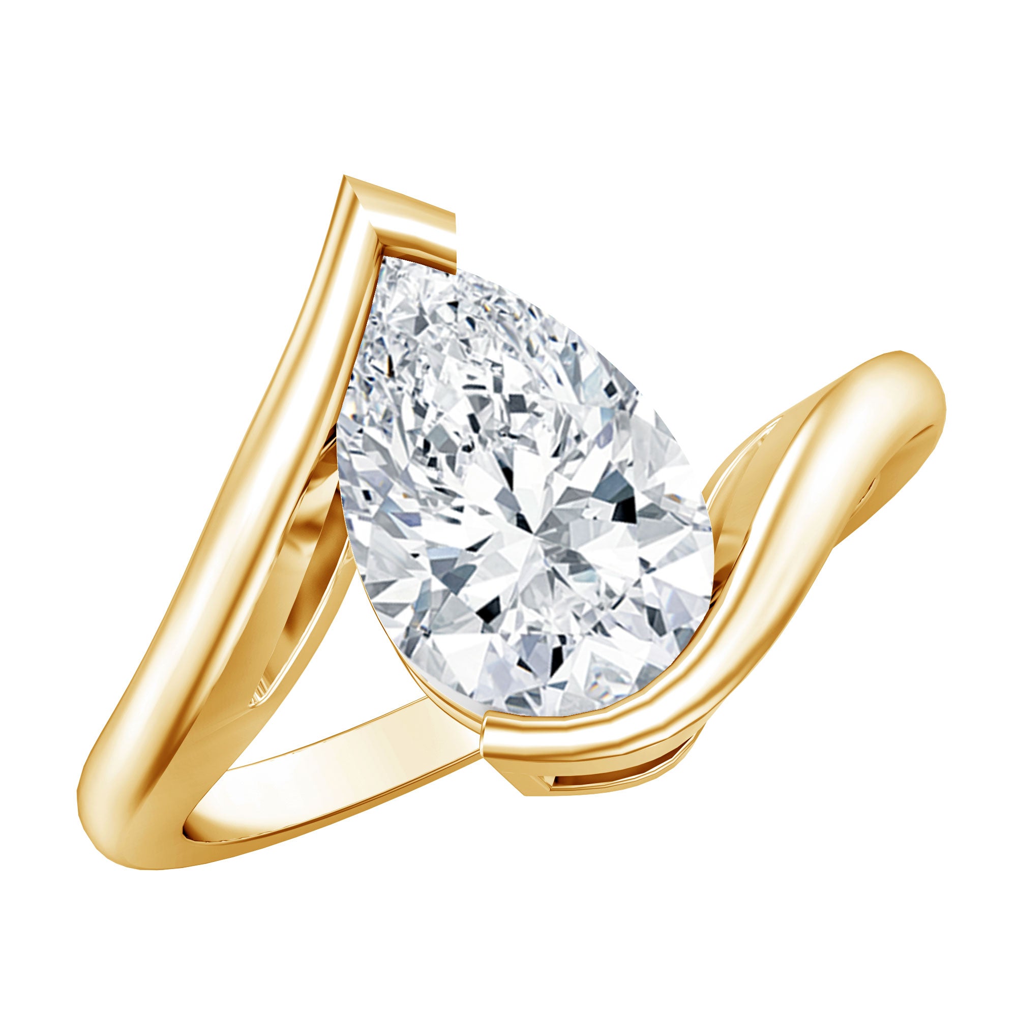 Rosec Jewels-IGI Certified 2 Carat Pear Cut Lab Diamond Bypass Engagement Ring in Tension Setting