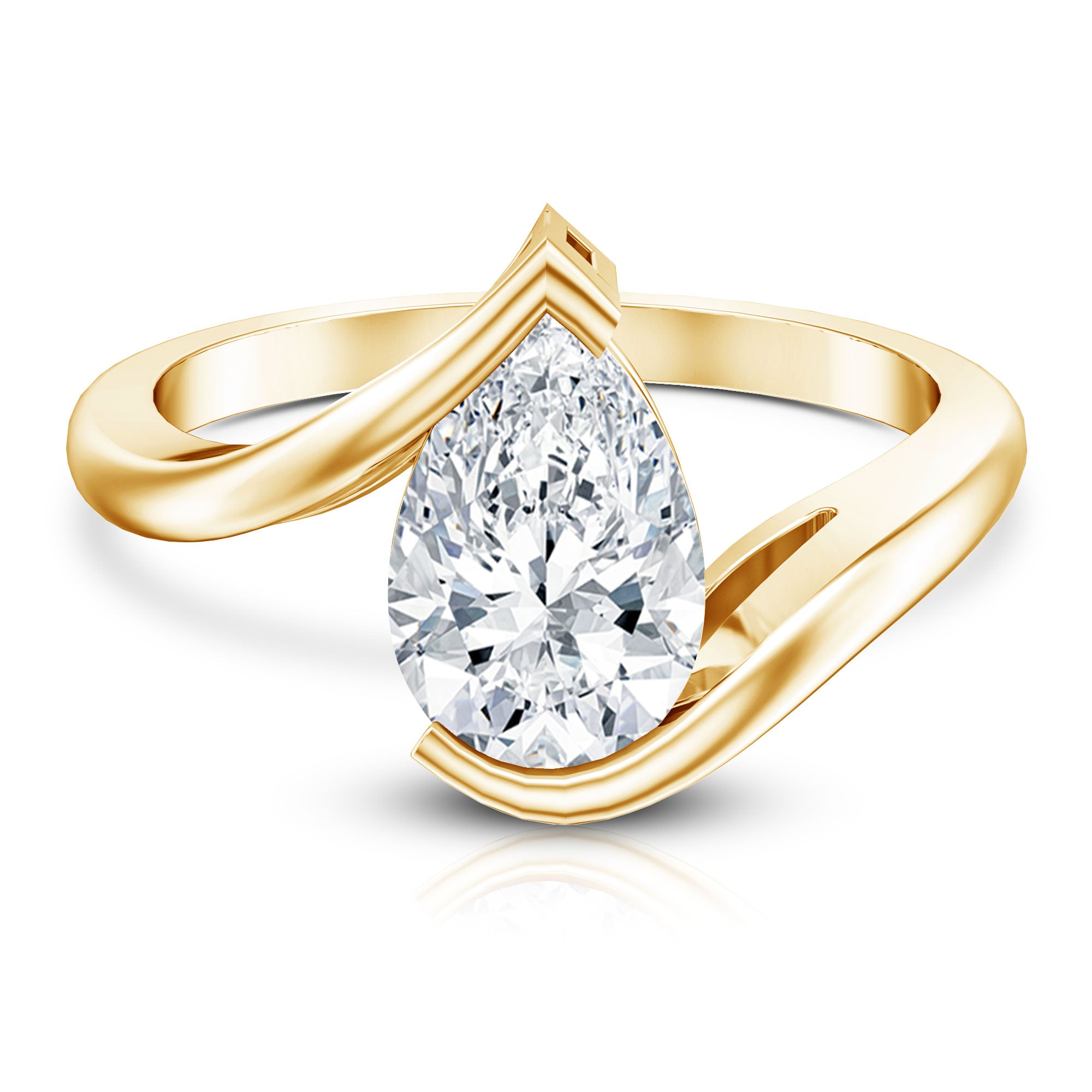 Rosec Jewels-IGI Certified 2 Carat Pear Cut Lab Diamond Bypass Engagement Ring in Tension Setting