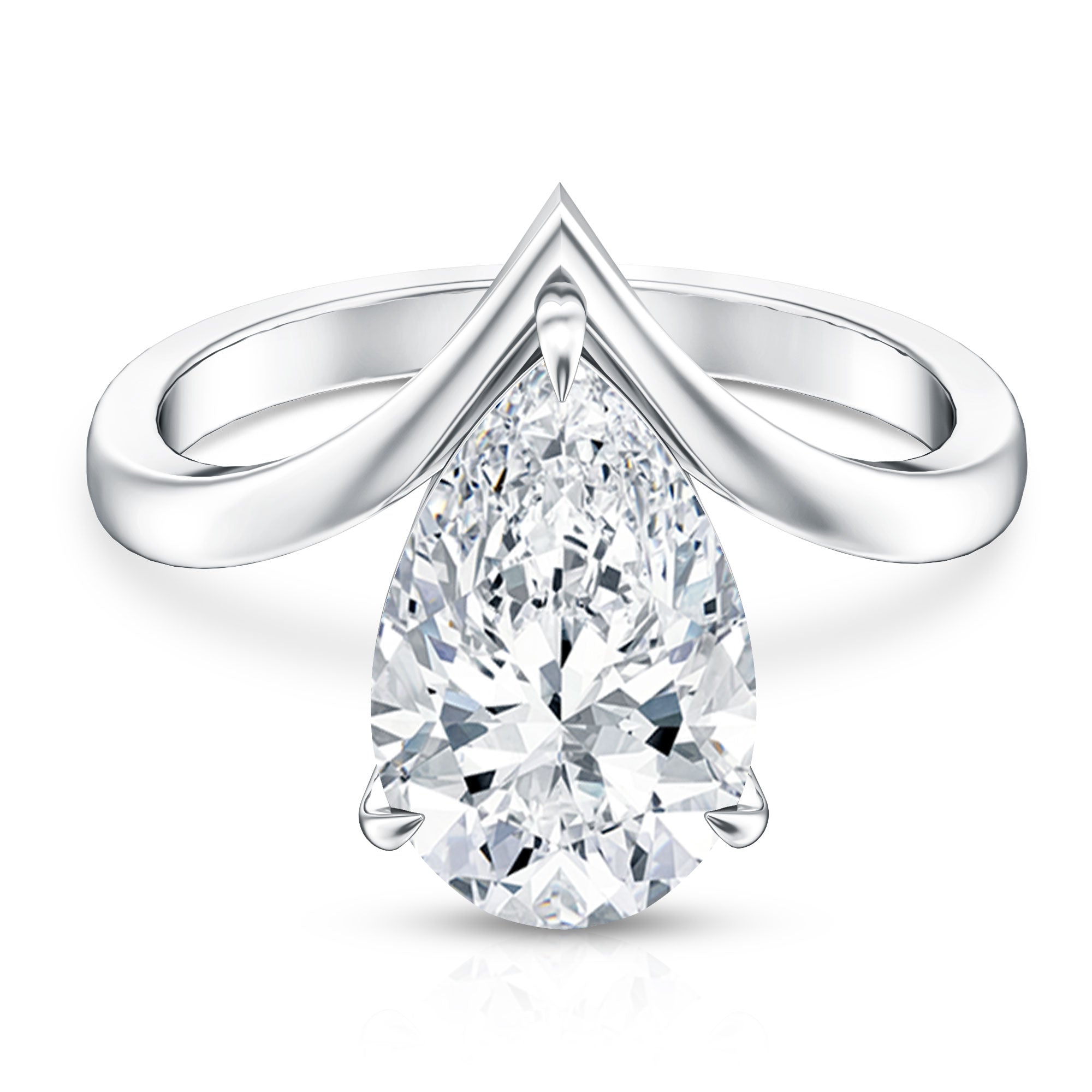 Rosec Jewels-IGI Certified 4 Carat Lab Grown Diamond Pear Engagement Ring with Chevron Shank