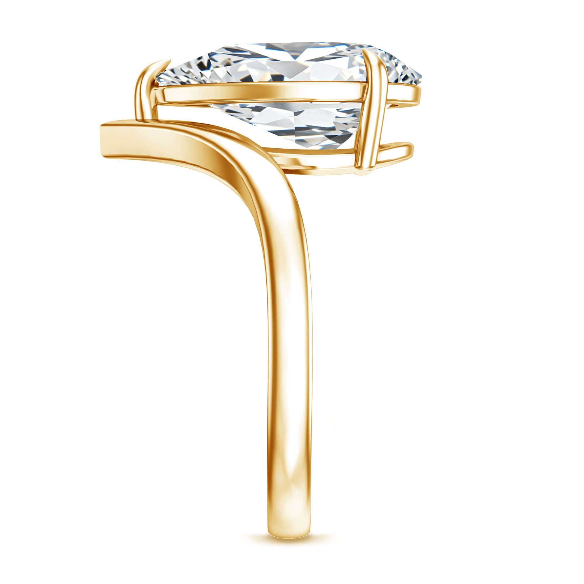Rosec Jewels-IGI Certified 4 Carat Lab Grown Diamond Pear Engagement Ring with Chevron Shank