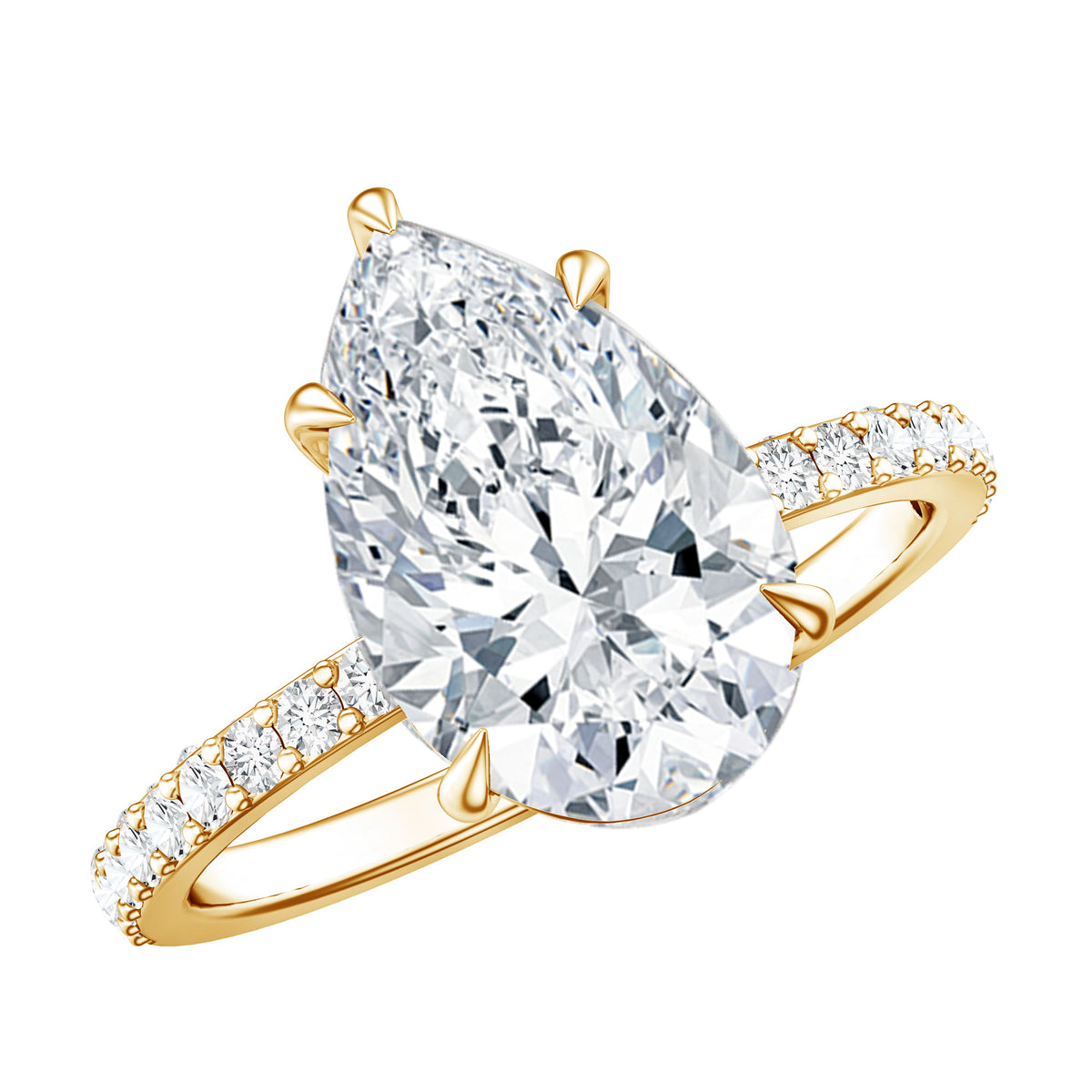 IGI Certified 3 Carat Pear Shape Lab Grown Diamond Engagement Ring with Side Stones Lab - ( E-VS1 ) - Rosec Jewels