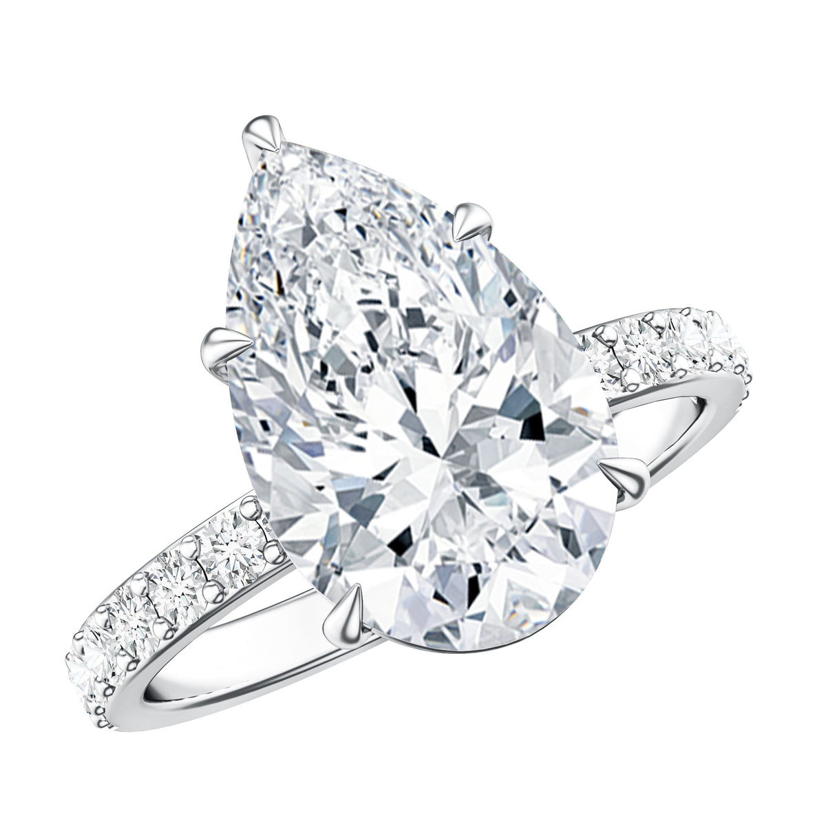4 Carat Pear Lab Grown Diamond Huge Engagement Ring with IGI Certificate Lab - ( E-VS1 ) - Rosec Jewels