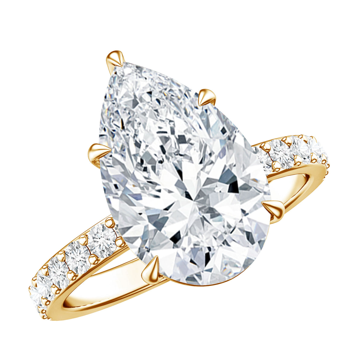 4 Carat Pear Lab Grown Diamond Huge Engagement Ring with IGI Certificate Lab - ( E-VS1 ) - Rosec Jewels