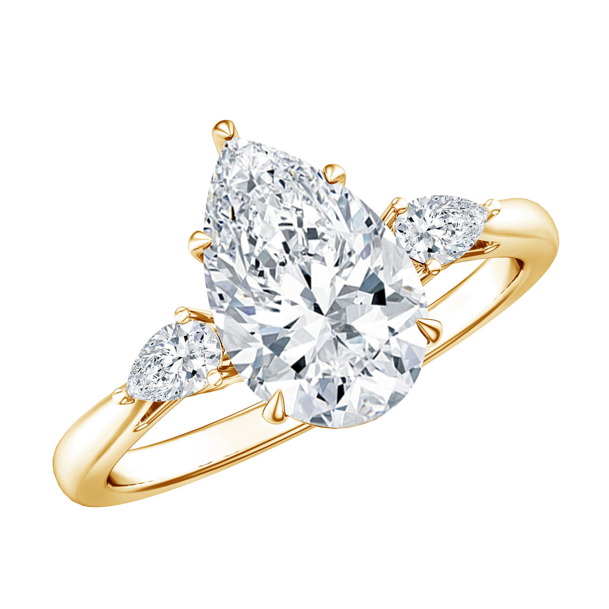 IGI Certified 2 Carat Pear Lab Grown Diamond Three Stone Engagement Ring Lab - ( E-VS1 ) - Rosec Jewels