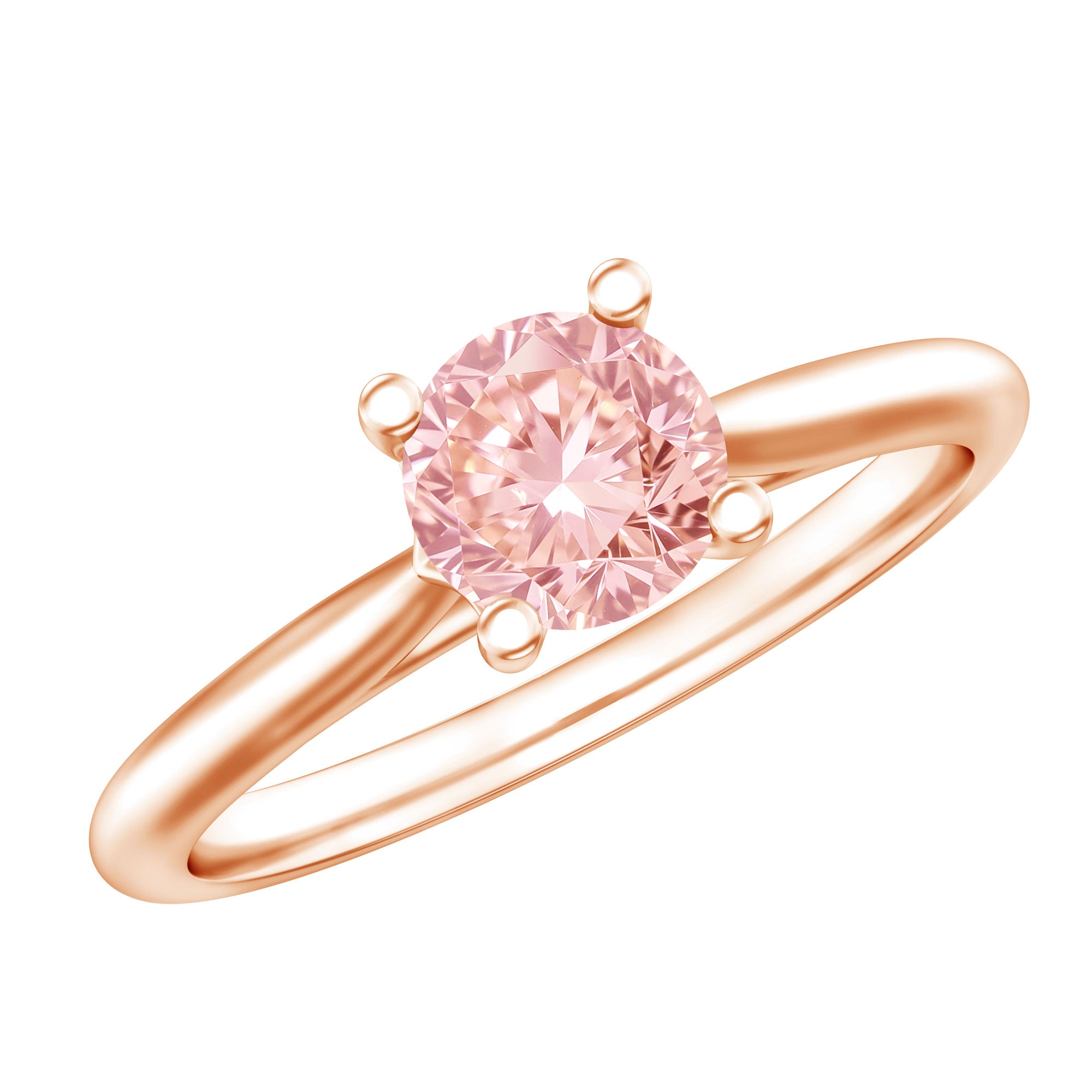 1 Carat Round Lab Grown Pink Diamond Solitaire Ring with IGI Certificate Fancy Pink - VS1 - Rosec Jewels