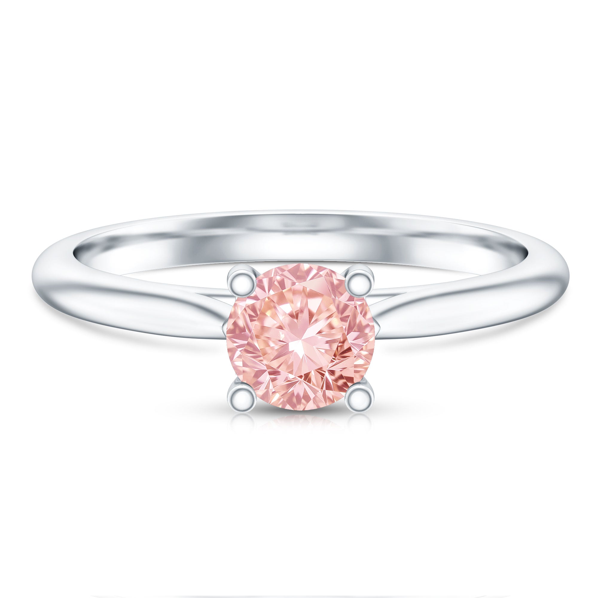 1 Carat Round Lab Grown Pink Diamond Solitaire Ring with IGI Certificate Fancy Pink - VS1 - Rosec Jewels