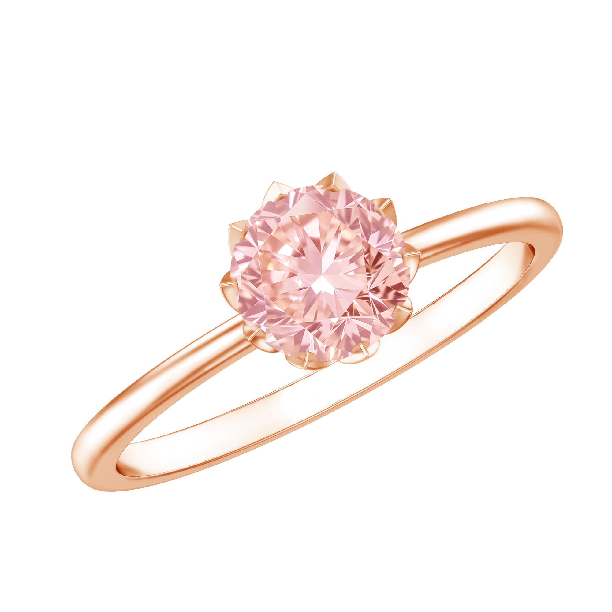 Rosec Jewels-Lotus Basket Set 1 Carat Lab Created Pink Diamond Solitaire Ring with IGI Certificate